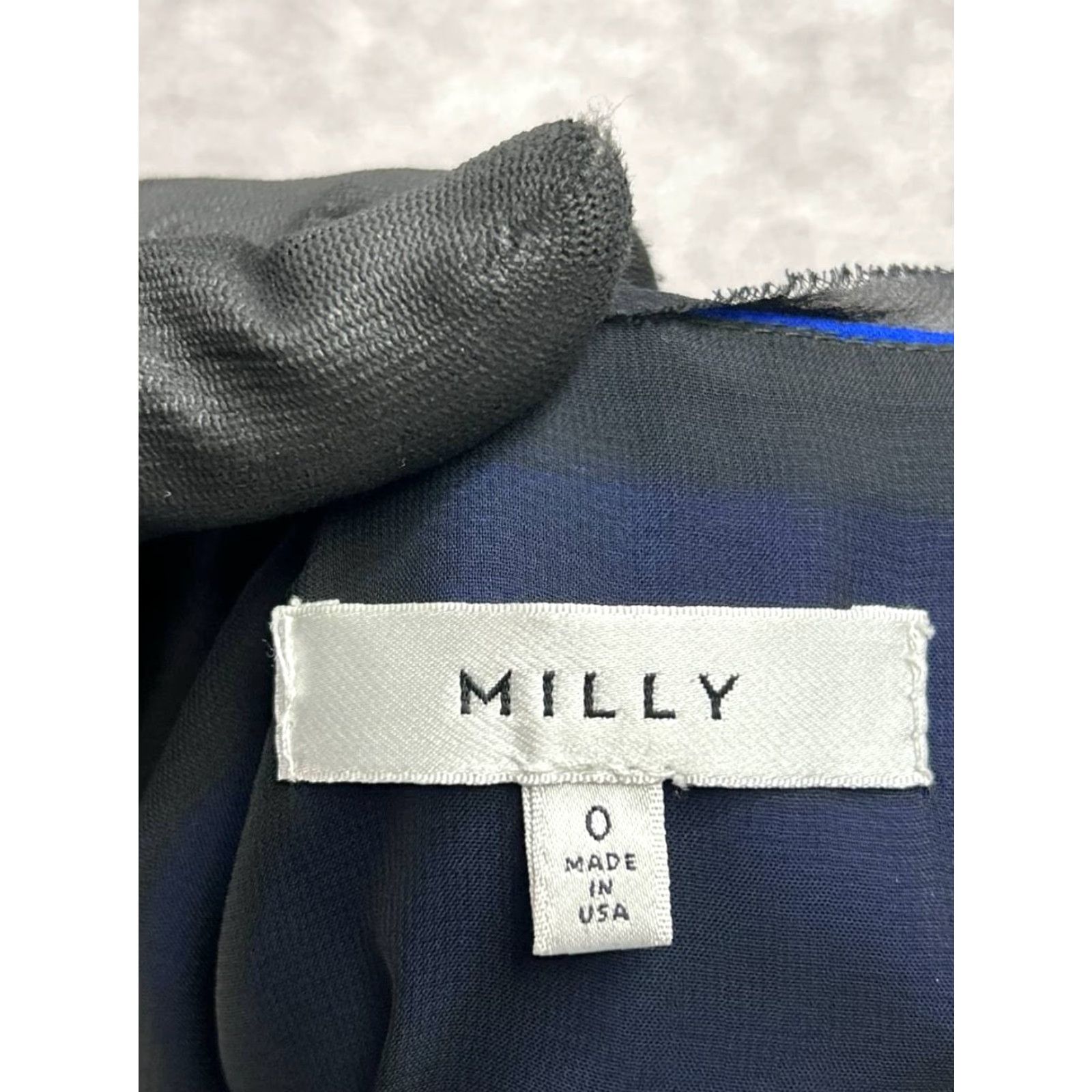 MILLY MILLY Tank Shirt Womens 0 Blue Silk Stretch Lined Round Neck Contrast Trim Casual Size XS / US 0-2 / IT 36-38 - 7 Thumbnail