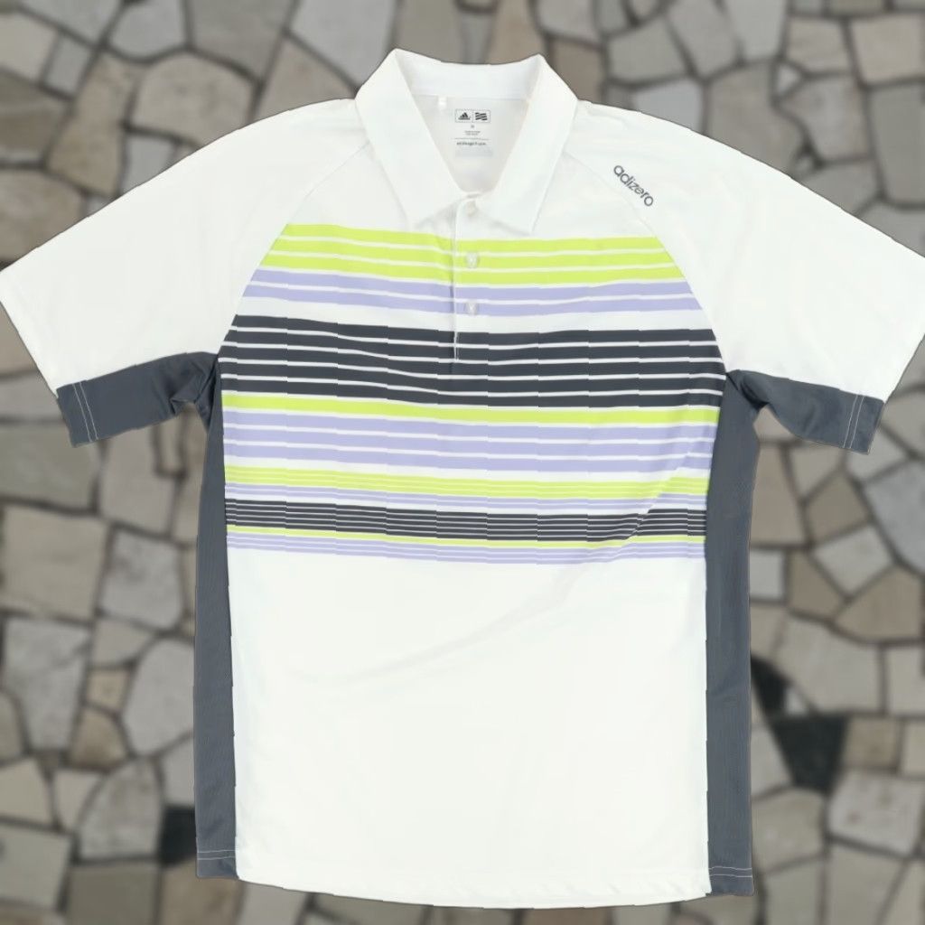 Adidas Adidas Adizero Colorblock Polo Shirt White Men's M Polyester Size US M / EU 48-50 / 2 - 1 Thumbnail