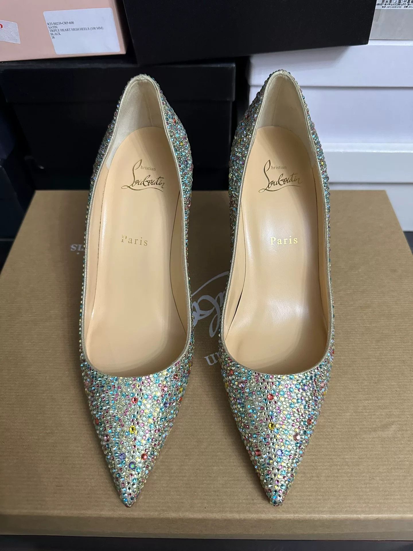 Christian Louboutin Christian Louboutin Crystal Embellished Heels Size US 7 / IT 37 - 1 Thumbnail