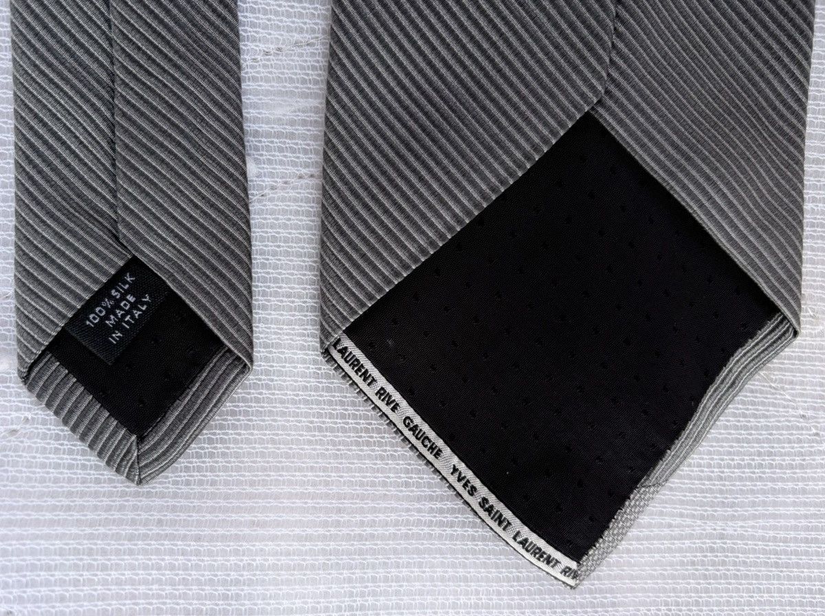 Yves Saint Laurent YSL Yves Saint Laurent Rive Gauch Tie Grey NECKTIE Stripes Size ONE SIZE - 6 Thumbnail