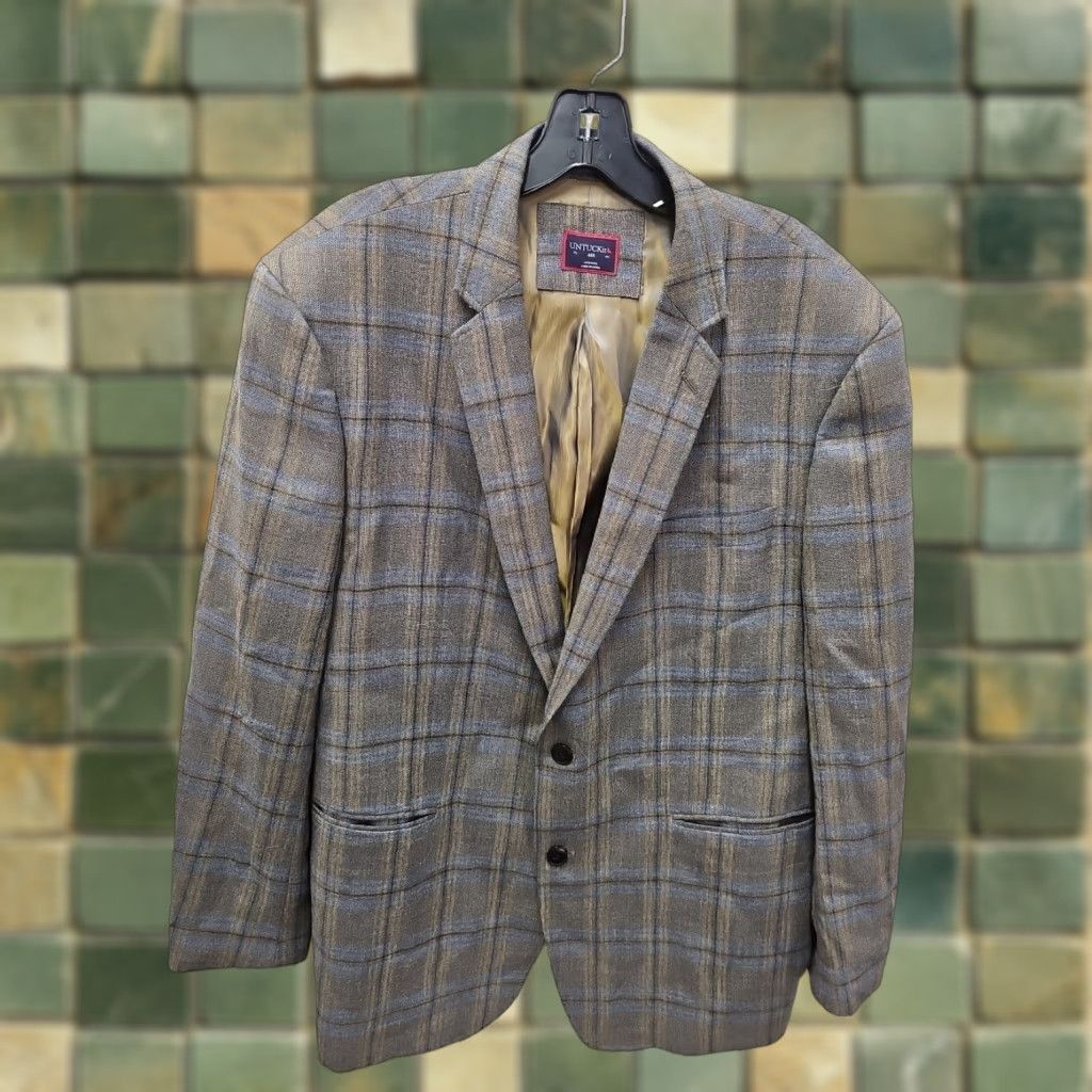 UNTUCKit UNTUCKit Blazer Mens 46R Wool Plaid 2-Button Notch Lapel Double-Vented Regular Jacket Shirt Sports Classic Marzotto 100s Size 46R - 1 Thumbnail