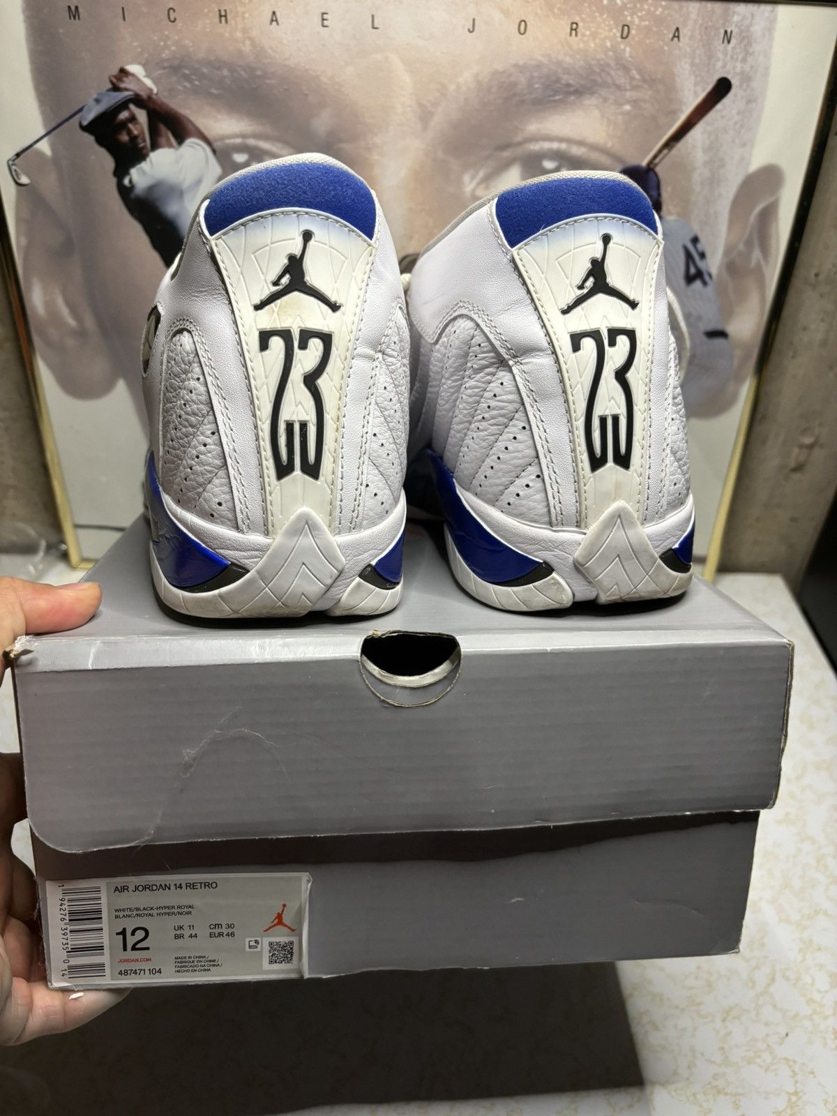 Jordan Brand Air Jordan 14 Retro Hyper Royal Size US 12 / EU 45 - 7 Thumbnail