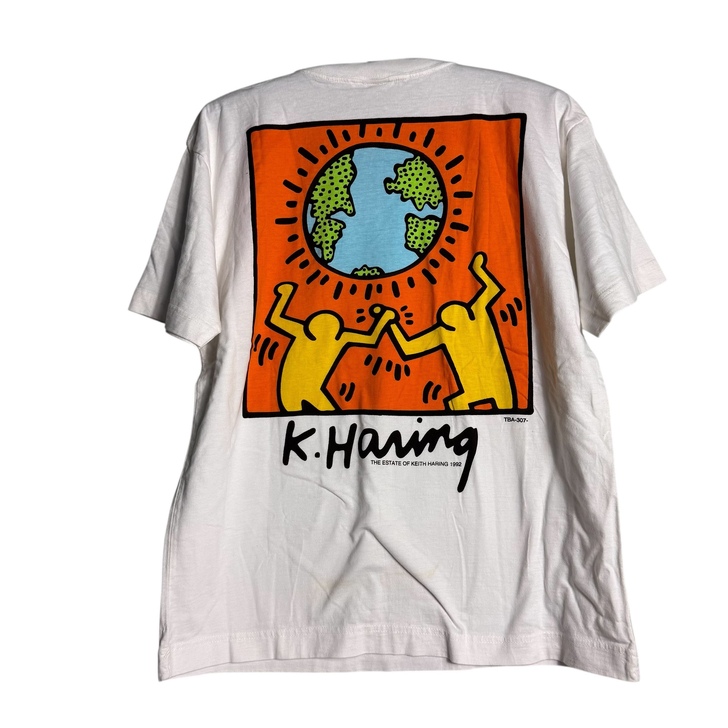 Keith Haring 🔥RARE🔥Vintage 90s Keith Haring Earth Day Estate T-shirt Size US L / EU 52-54 / 3 - 3 Thumbnail