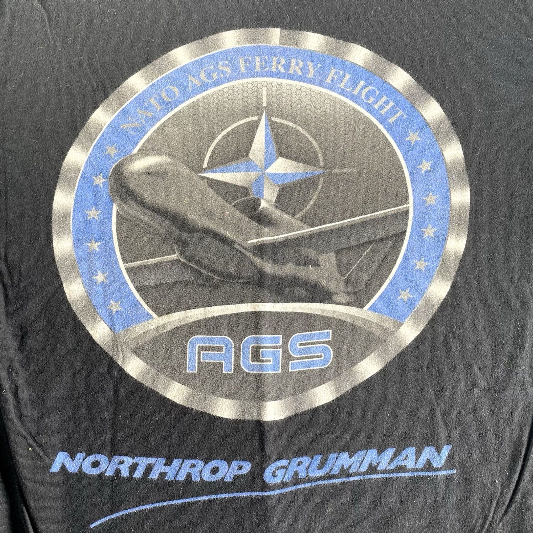 Vintage Northrop Grumman Men's Small NATO AGS Ferry Flight Plane Tee OTAN Shirt Black Size US S / EU 44-46 / 1 - 2 Thumbnail