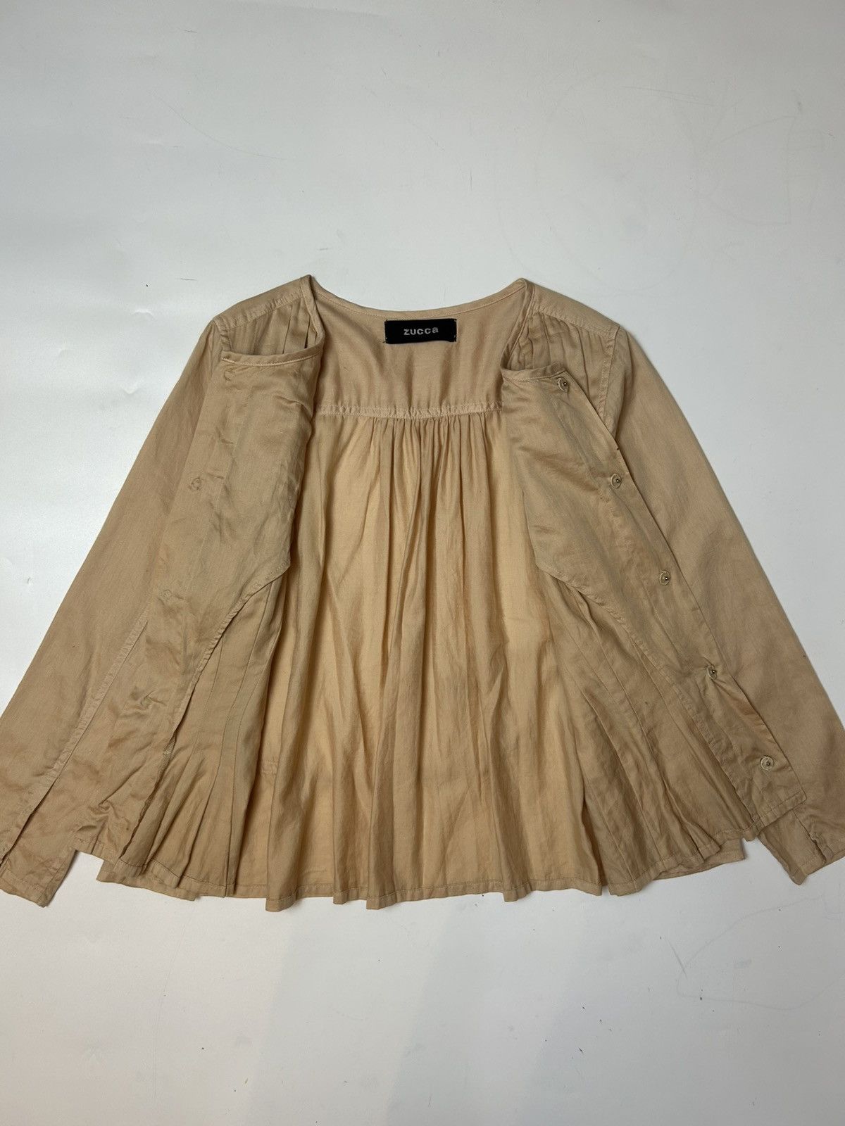 Designer × Issey Miyake × Zucca ZUCCA BROWN PLEATED BLOUSE Size M / US 6-8 / IT 42-44 - 3 Thumbnail