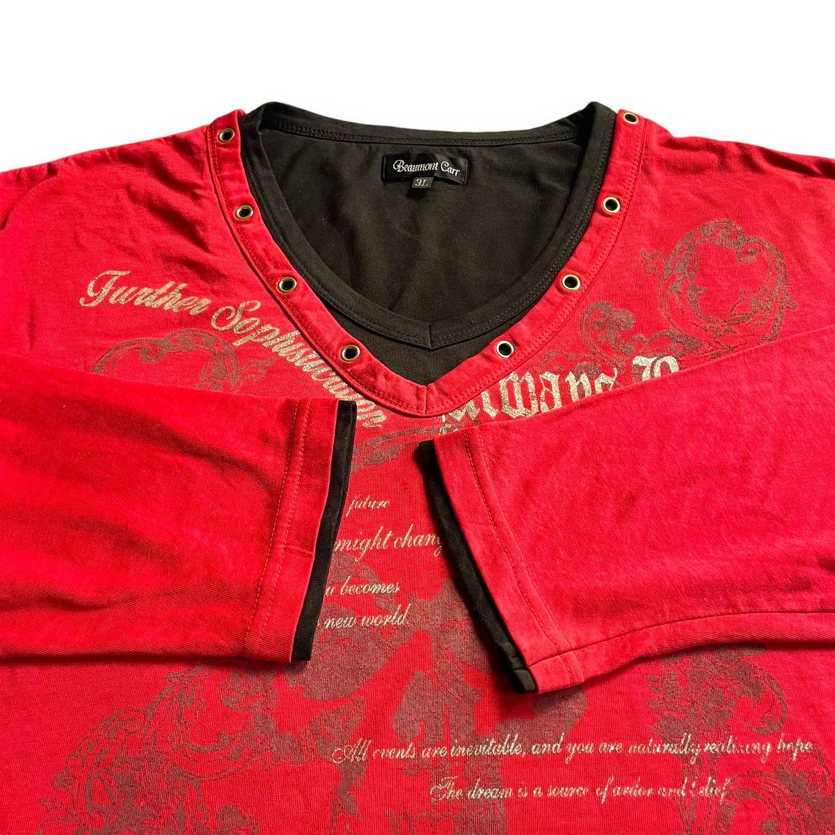 If Six Was Nine × Japanese Brand × Le Grande Bleu (L.G.B.) 🇯🇵 BEAUMONT CARR POEM GLITTER FONT DOUBLE LAYER TSHIRT Size US XXL / EU 58 / 5 - 7 Thumbnail