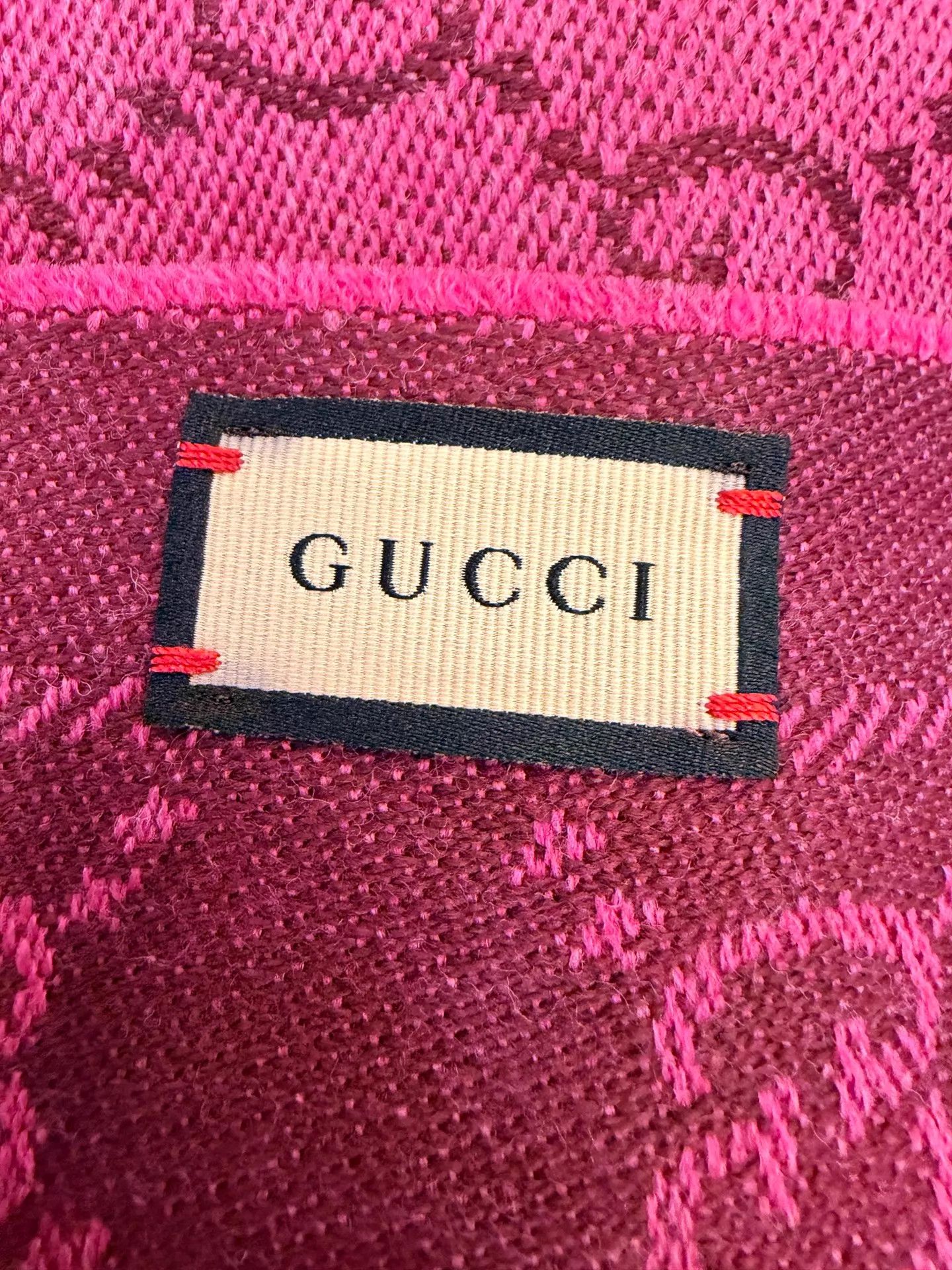 Gucci Gucci GG Jacquard Double-faced Wool Scarf Pink Size ONE SIZE - 3 Thumbnail