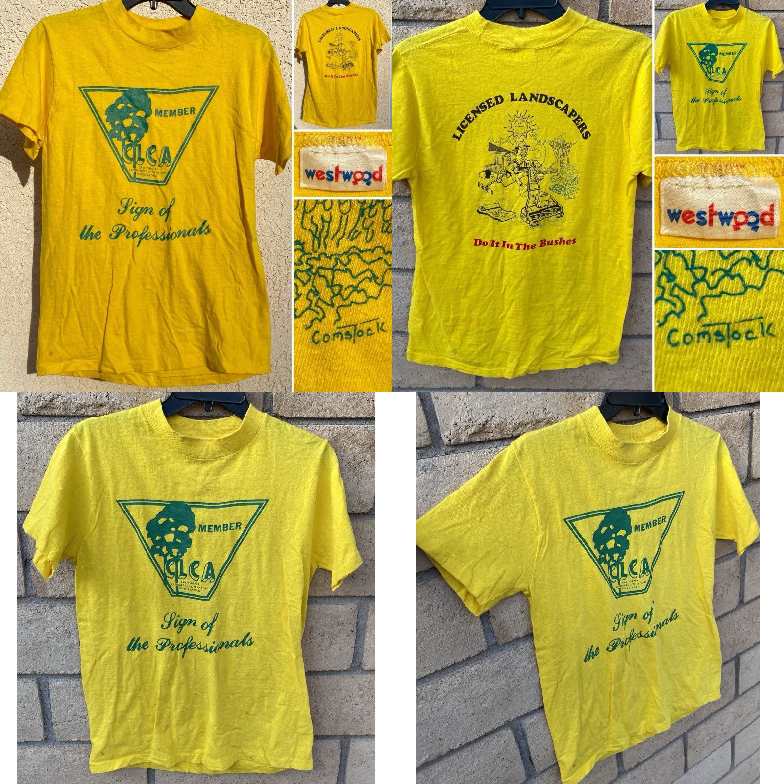 Vintage VINTAGE Westwood T-Shirt Mens M Yellow CLCA CALIFORNIA LANDSCAPERS Do It In The Bushes Comstock Graphic 70s 80s California Funny Shirt Mens Size US M / EU 48-50 / 2 - 8 Thumbnail