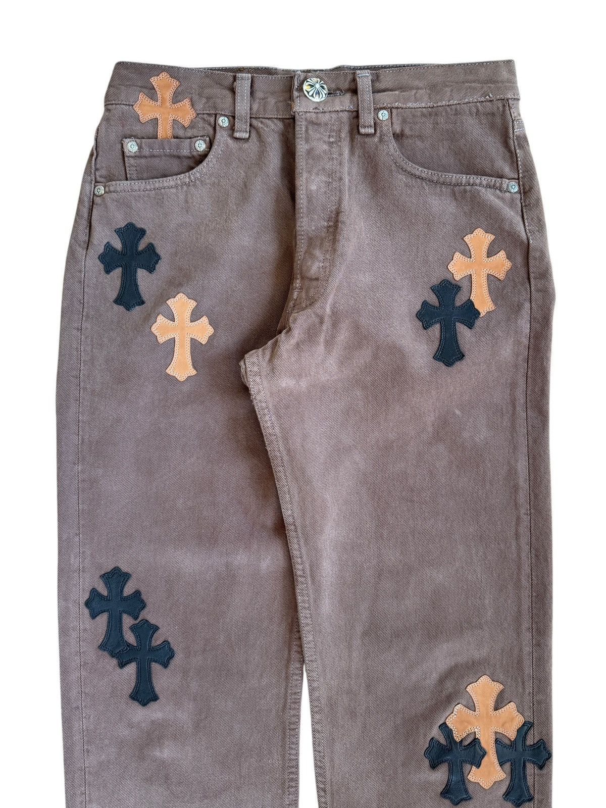Chrome Hearts × Levi's OFFSET Personal Chrome Hearts Brown Levi’s Cross Patch Jeans Size US 29 - 7 Thumbnail