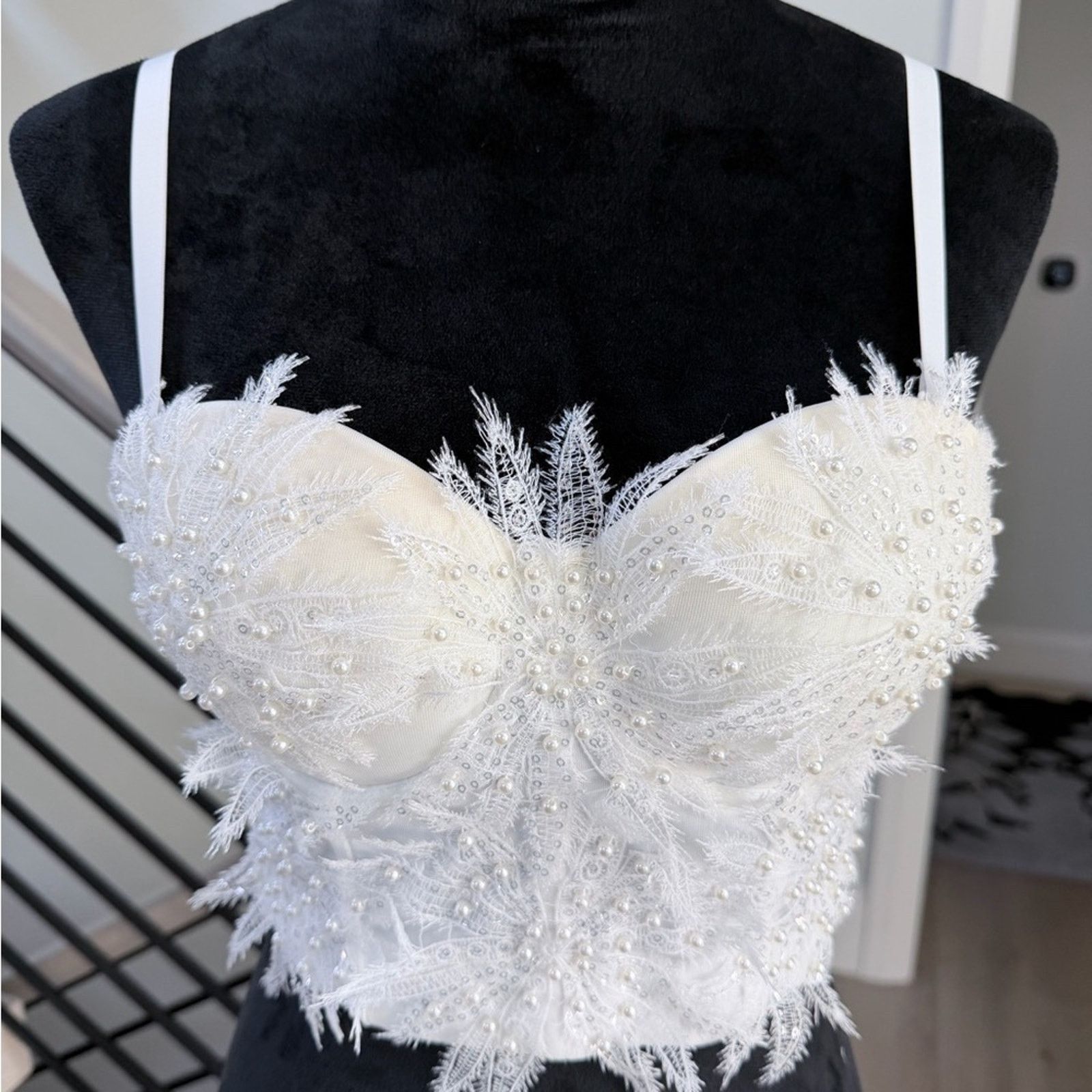 Other New Y2K Elegant White Pearl-Embellished Women's Corset S Size S / US 4 / IT 40 - 5 Thumbnail