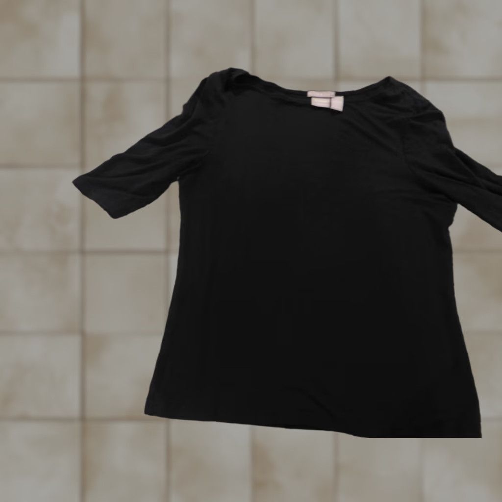 Old Navy Old Navy Blouse Shirt Womens S Black Short Sleeve Collared Pullover Stretch Regular Basic Casual Size S / US 4 / IT 40 - 1 Thumbnail