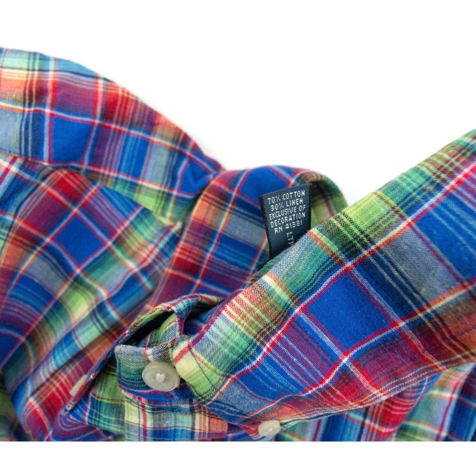 Ralph Lauren Ralph Lauren Shirt Mens Large Button-Up Linen Cotton Classic Fit Plaid Check Multicolor 4-Season Preppy Mens Size US L / EU 52-54 / 3 - 7 Thumbnail