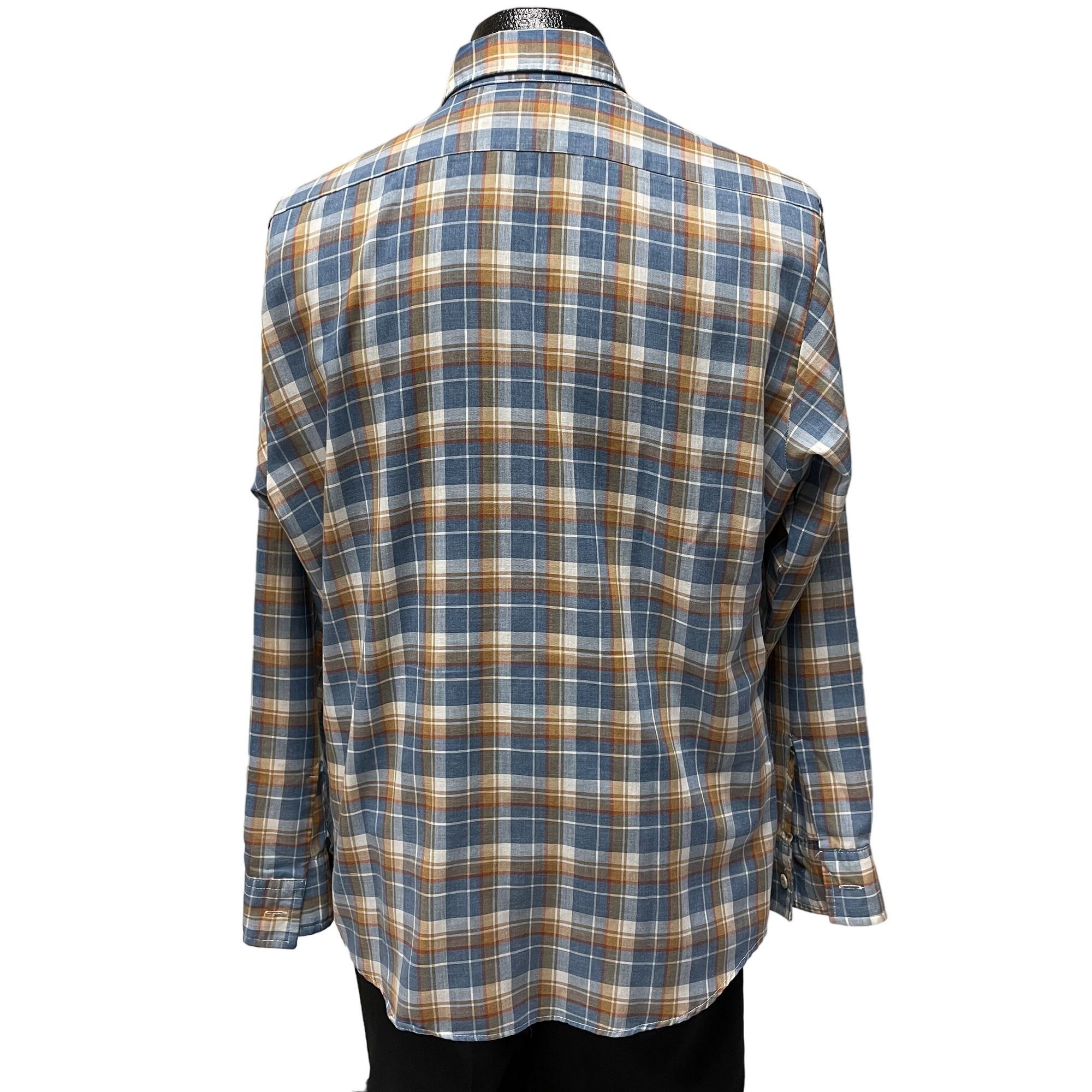 Wrangler Vtg Wrangler MOD Blue Copper SHADOW PLAID Hippie Shirt Size US L / EU 52-54 / 3 - 4 Thumbnail