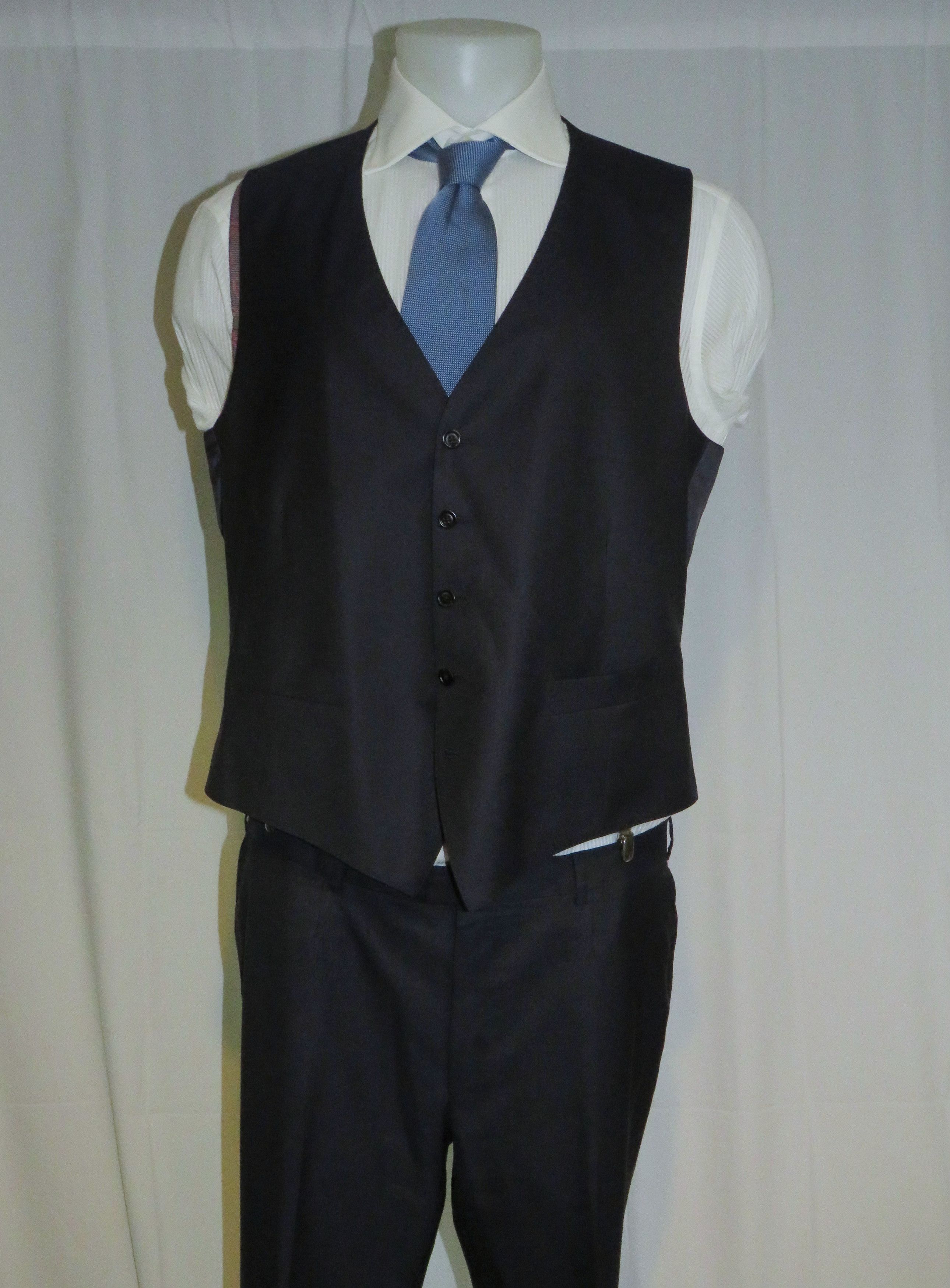Ermenegildo Zegna Su Misura Exclusive 15milmil15 Navy Three Piece Suit 46L Size 46L - 4 Thumbnail