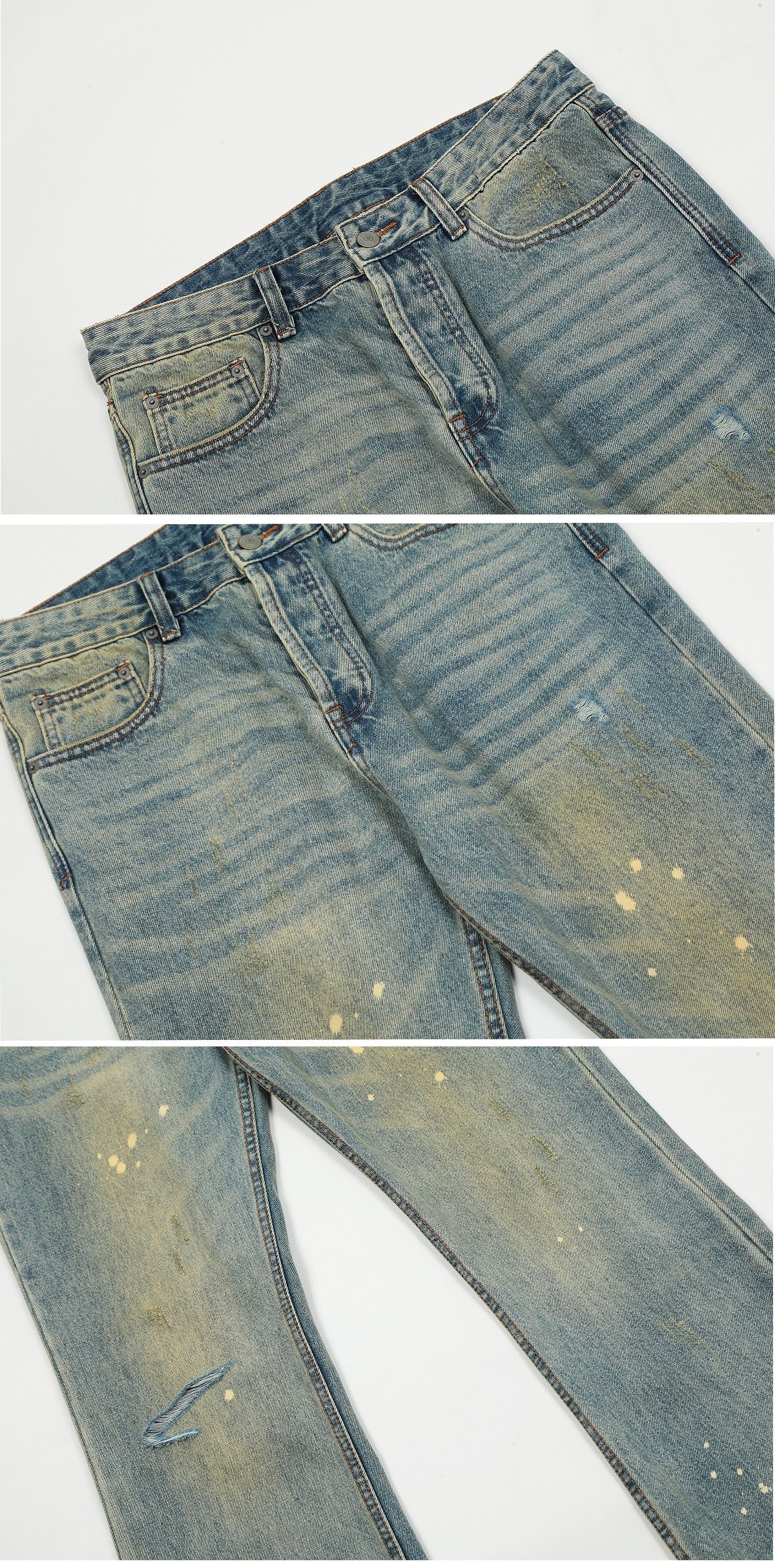Fat Tokyo damaged faded paint grunge flared jeans Size US 28 / EU 44 - 7 Thumbnail
