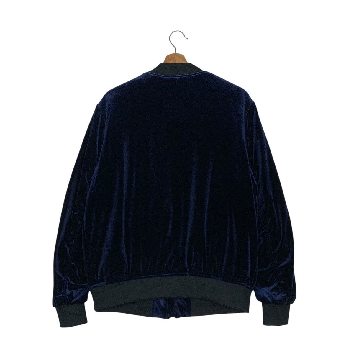 Bershka BERSHKA Dark Blue Velvet Bomber Jacket #2802-C126 Size US M / EU 48-50 / 2 - 14 Thumbnail