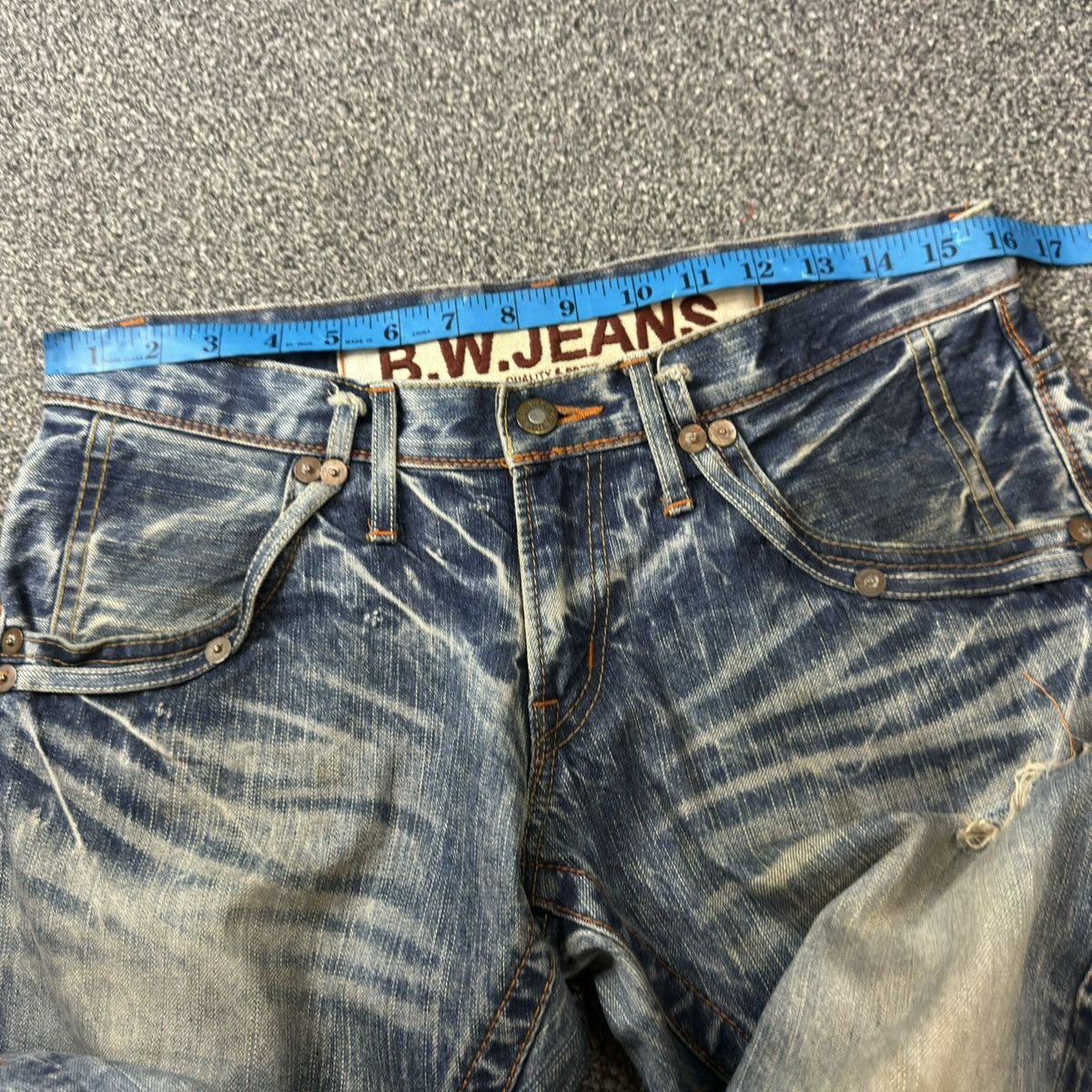 14th Addiction Vintage 90s Flared Japanese Distressed Whisker Acid Wash B.W Size US 32 / EU 48 - 12 Thumbnail