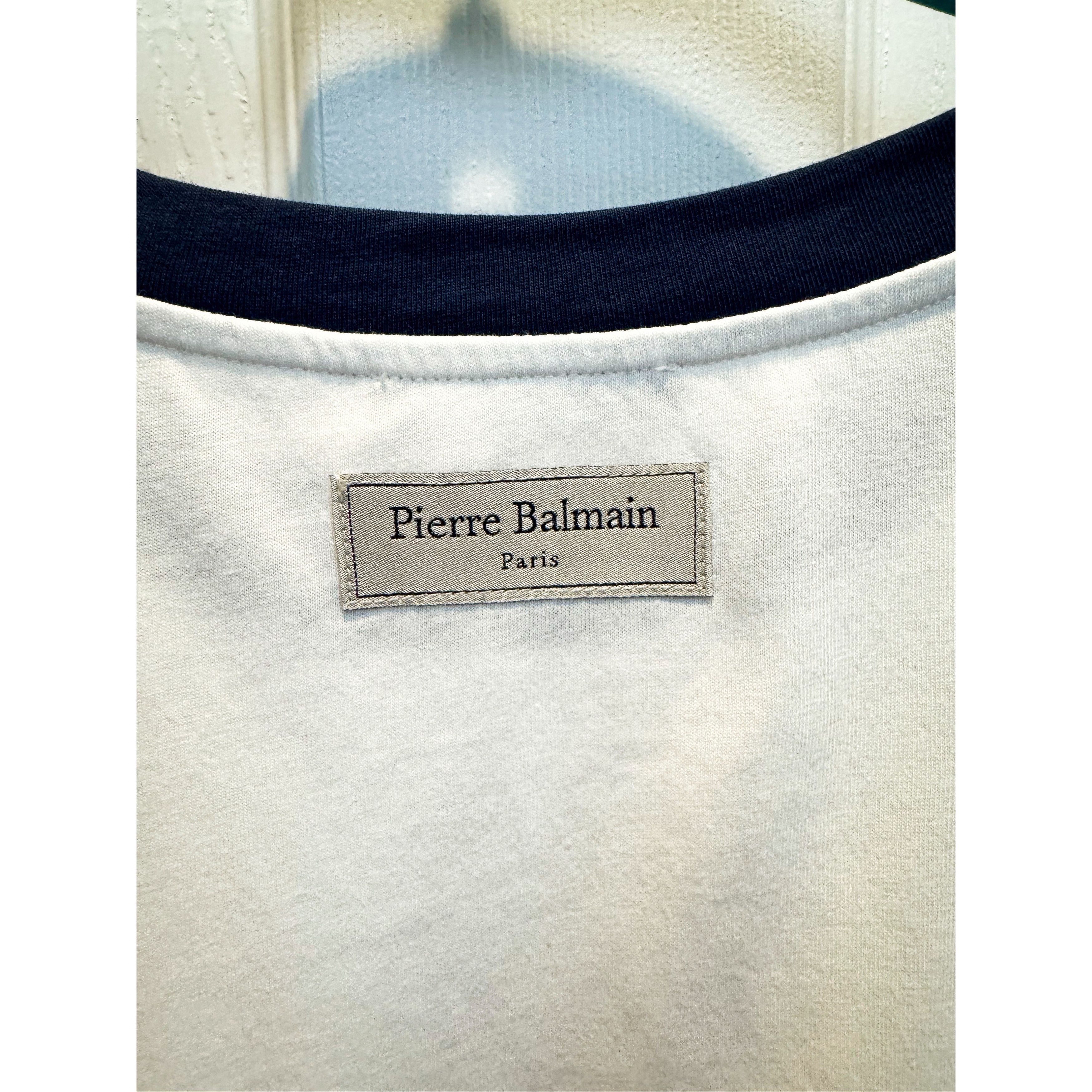 Balmain Balmain organic-cotton striped logo T-shirt Size US M / EU 48-50 / 2 - 11 Thumbnail