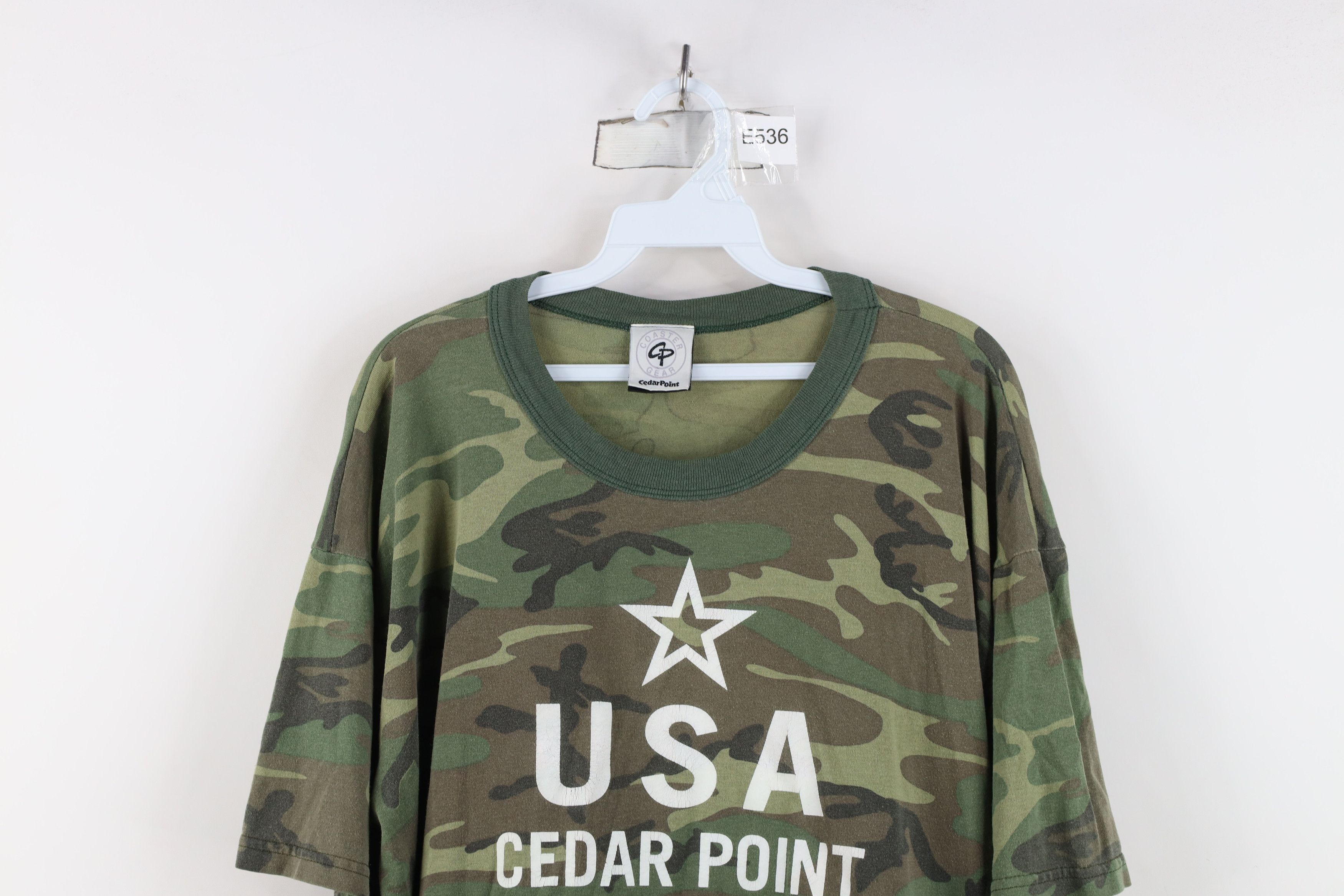 Vintage Vintage 90s Cedar Point Amusement Park Camouflage T-Shirt Size US XL / EU 56 / 4 - 2 Thumbnail