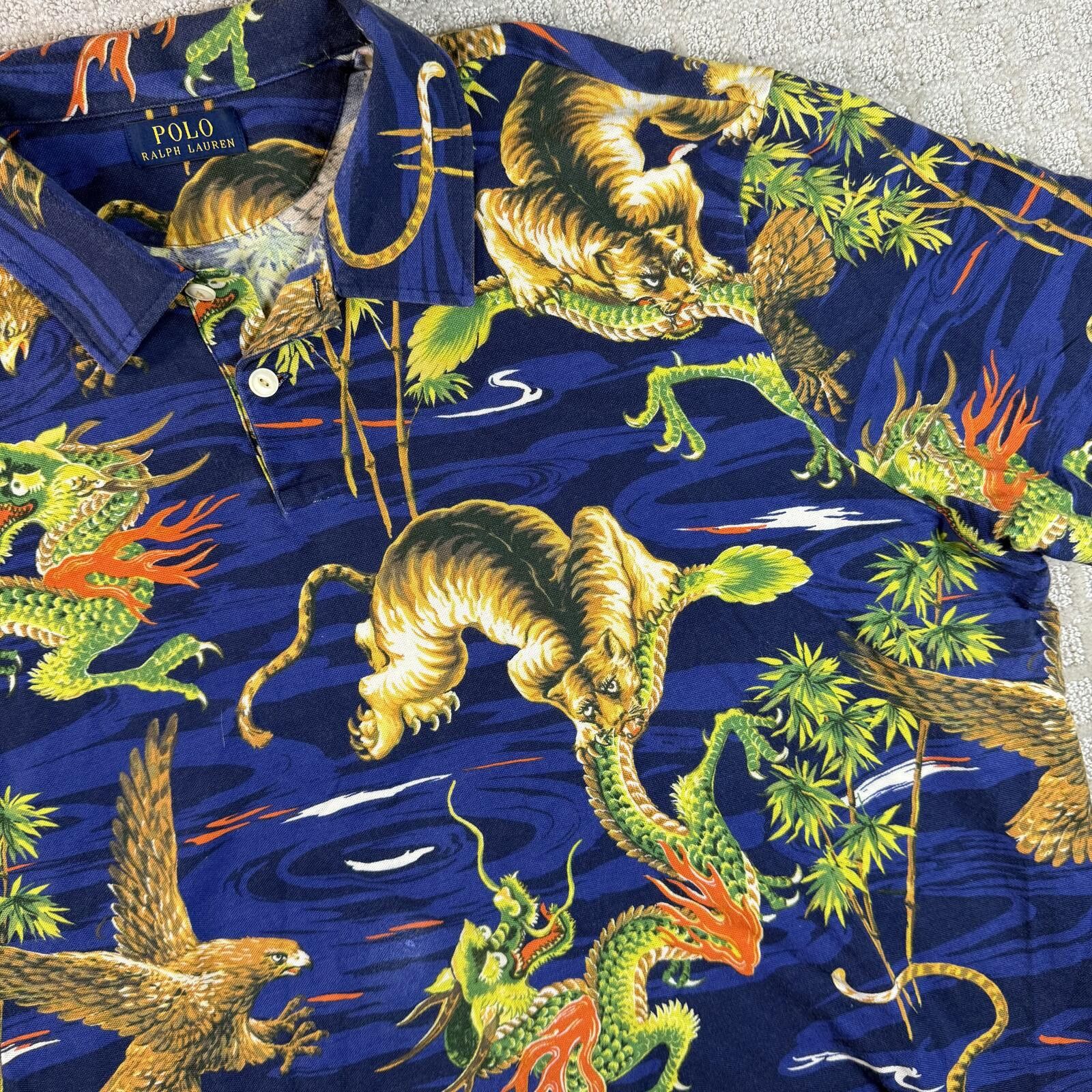 Polo Ralph Lauren Vintage Polo Ralph Lauren Dragon Tiger AOP Polo XXL Size US XXL / EU 58 / 5 - 2 Thumbnail
