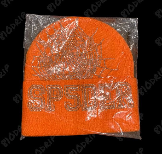 Sp5der Sp5der Rhinestone Web Beanie - Orange Size ONE SIZE - 3 Thumbnail