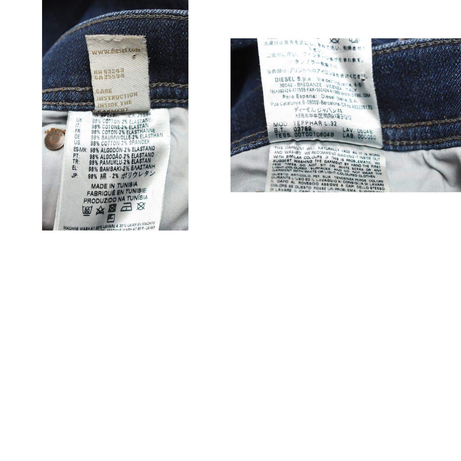 Diesel DIESEL Thepphar Slim-Carrot 064B Stretch Jeans Men Slim W28/L32 Blue, 98% Cotton, 2% Elastane, Slim Fit, Jeans, Regular Size, Logo, Faded Size US 28 / EU 44 - 8 Thumbnail