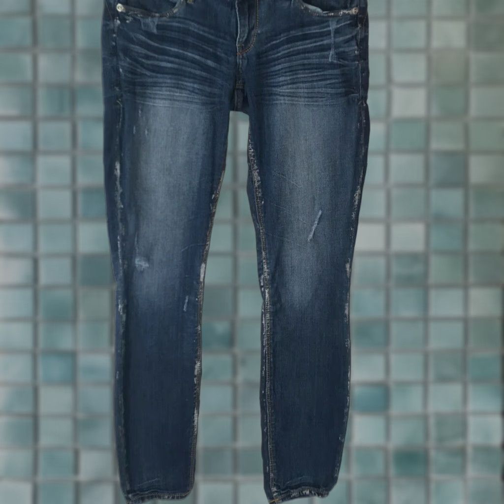 Express VINTAGE Express Womens Casual Regular Flat Front Distressed Blue Leggings Jeans Size 4 Size 27" / US 4 / IT 40 - 1 Thumbnail