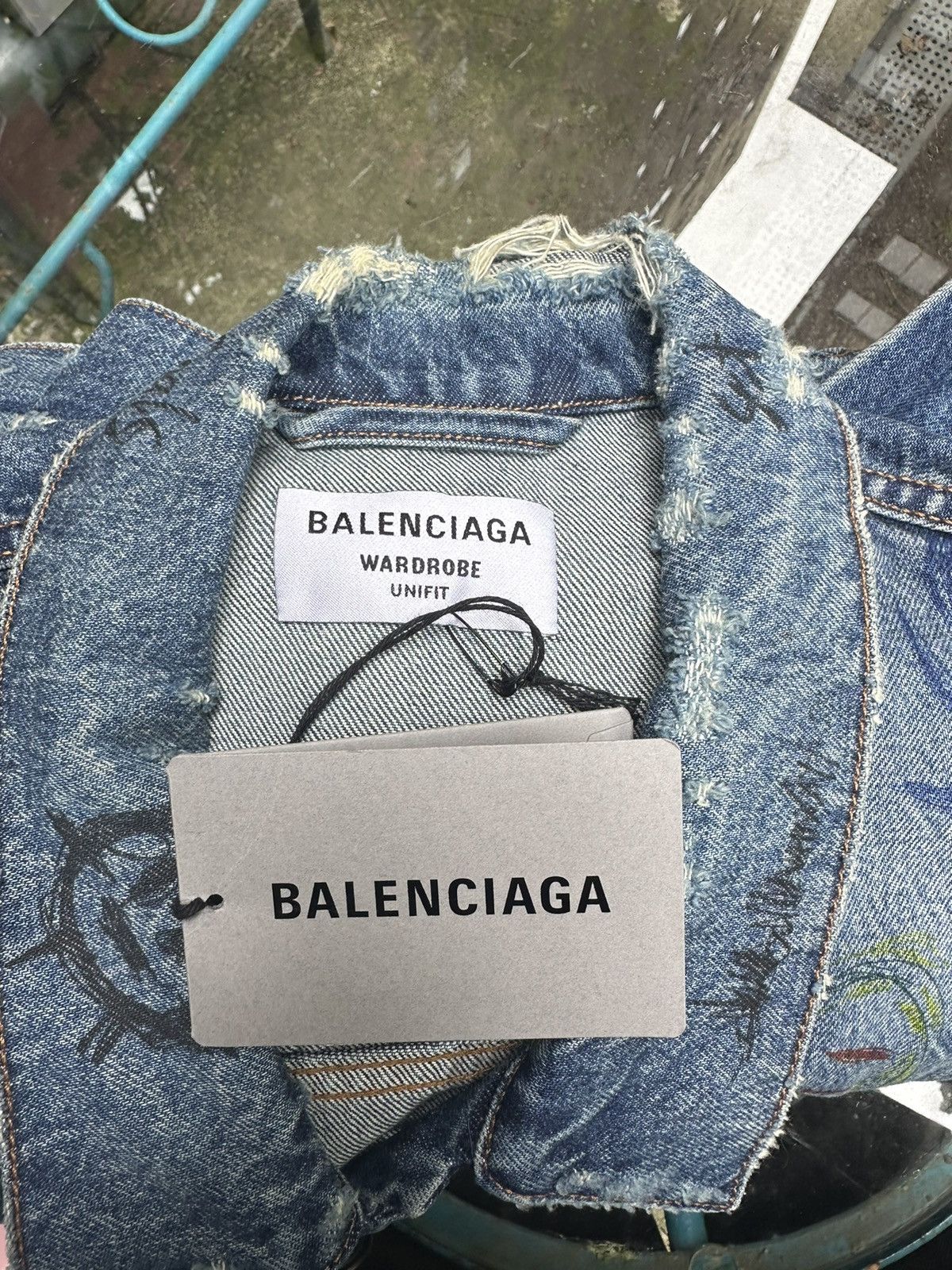 Balenciaga Blue Graffiti Scribble Logo Denim Jacket Size US M / EU 48-50 / 2 - 9 Thumbnail