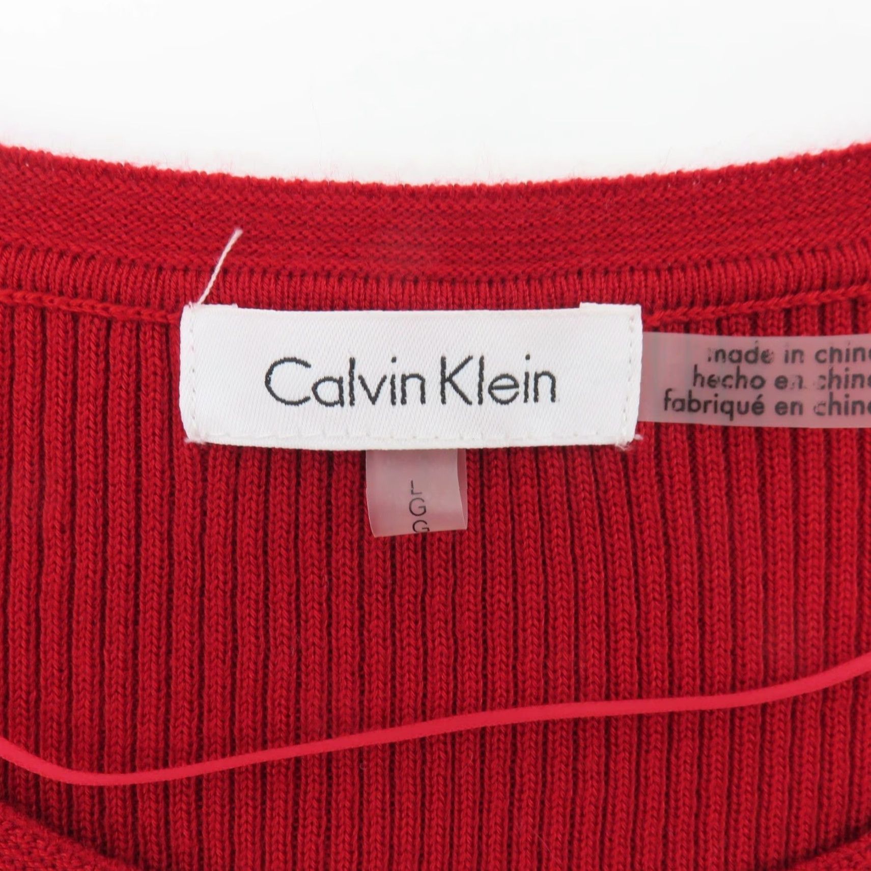 Calvin Klein Calvin Klein Women Large Red Sleeveless Ribbed Pullover Sweater Round Neck - Knit, Casual, Regular Fit, L Size L / US 10 / IT 46 - 5 Thumbnail