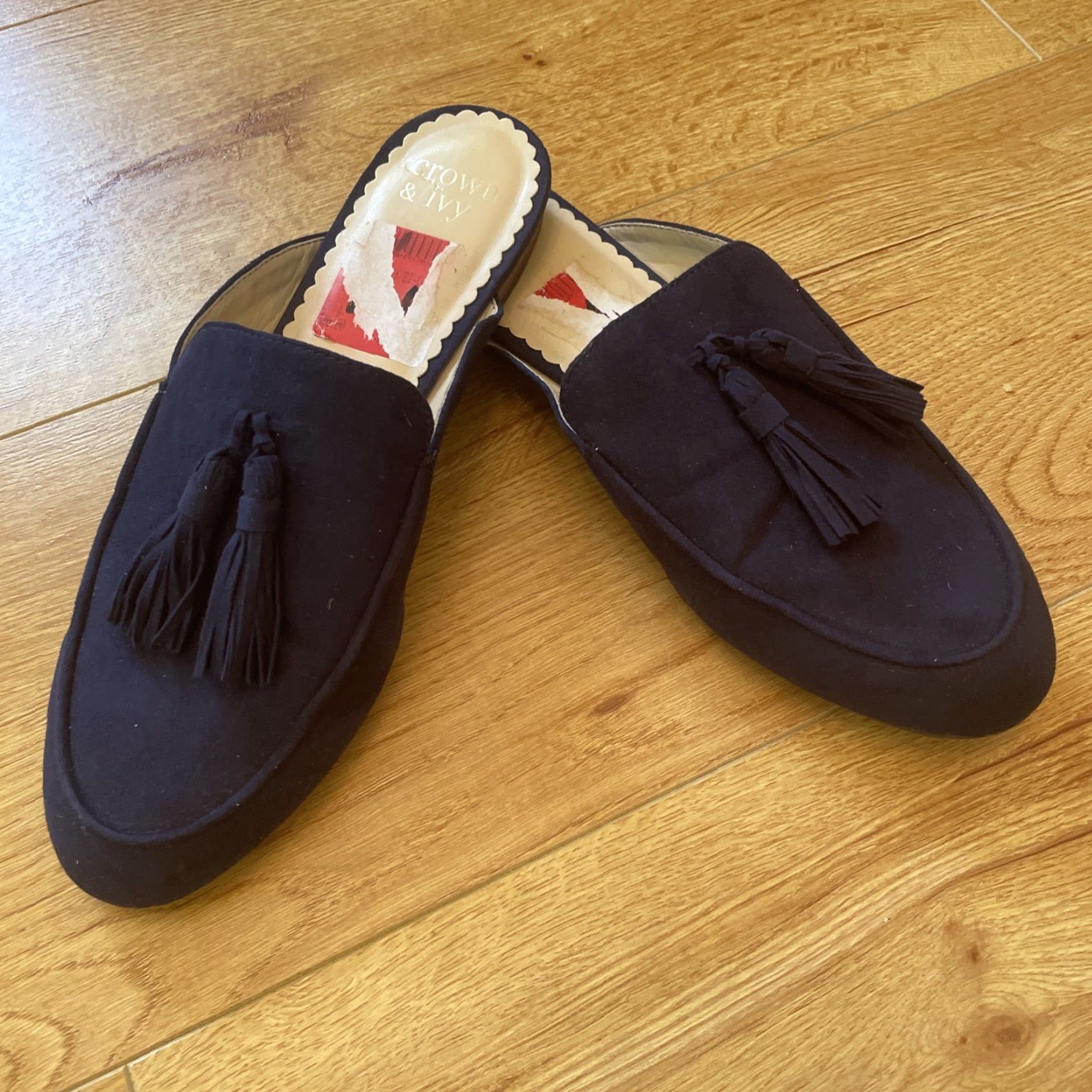 Vintage Crown & Ivy Suede Slip On Mule 8M Blue Suede Velvet Tassel Career Preppy Women Flat Slip-On M Pointed Toe Casual Vintage: No Size US 8 / IT 38 - 3 Thumbnail
