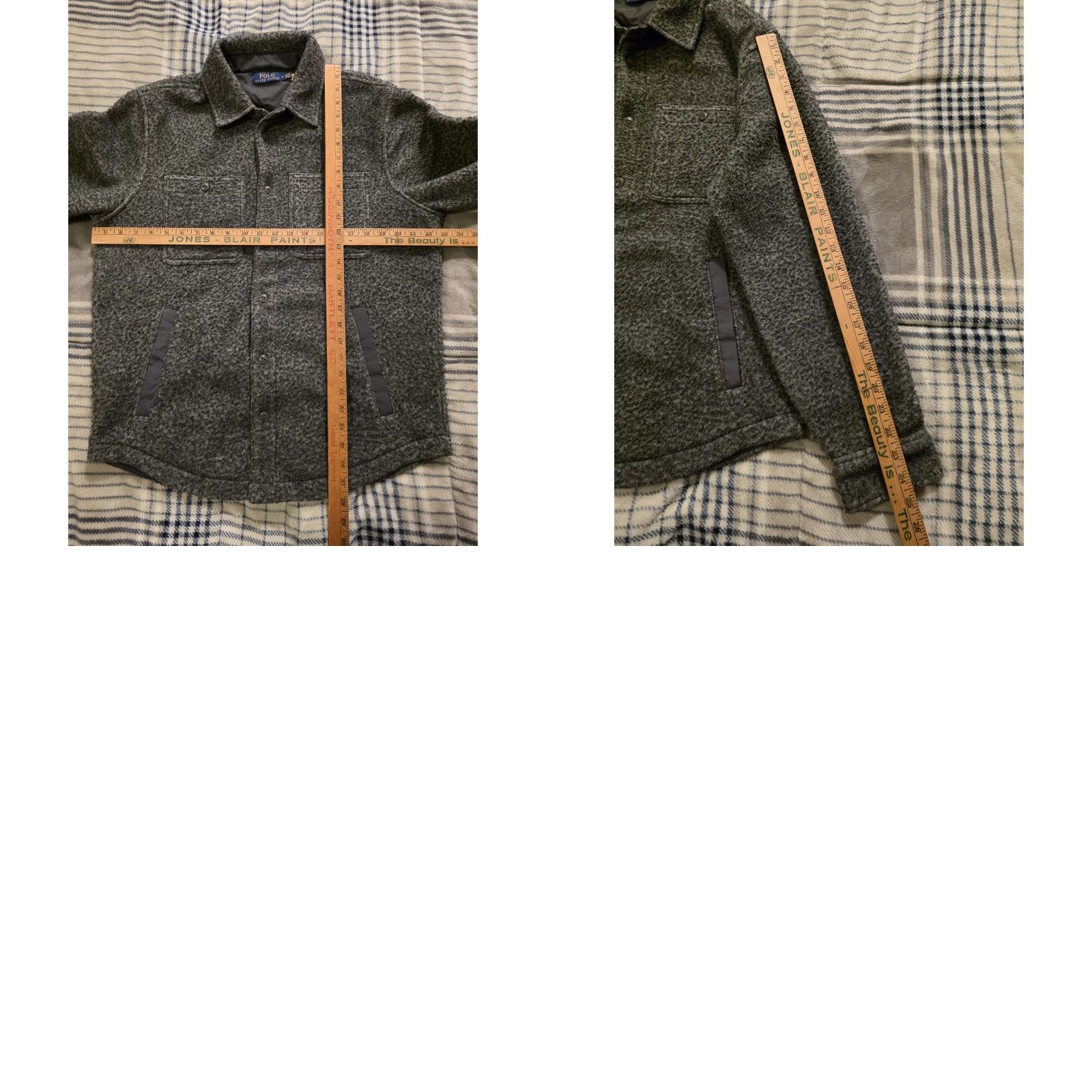 Polo Ralph Lauren Polo Ralph Lauren Shirt Jacket Gray Men M Fleece Polyester Button Up Brushed Casual Outwear Mid-Length Pockets Size US M / EU 48-50 / 2 - 9 Thumbnail