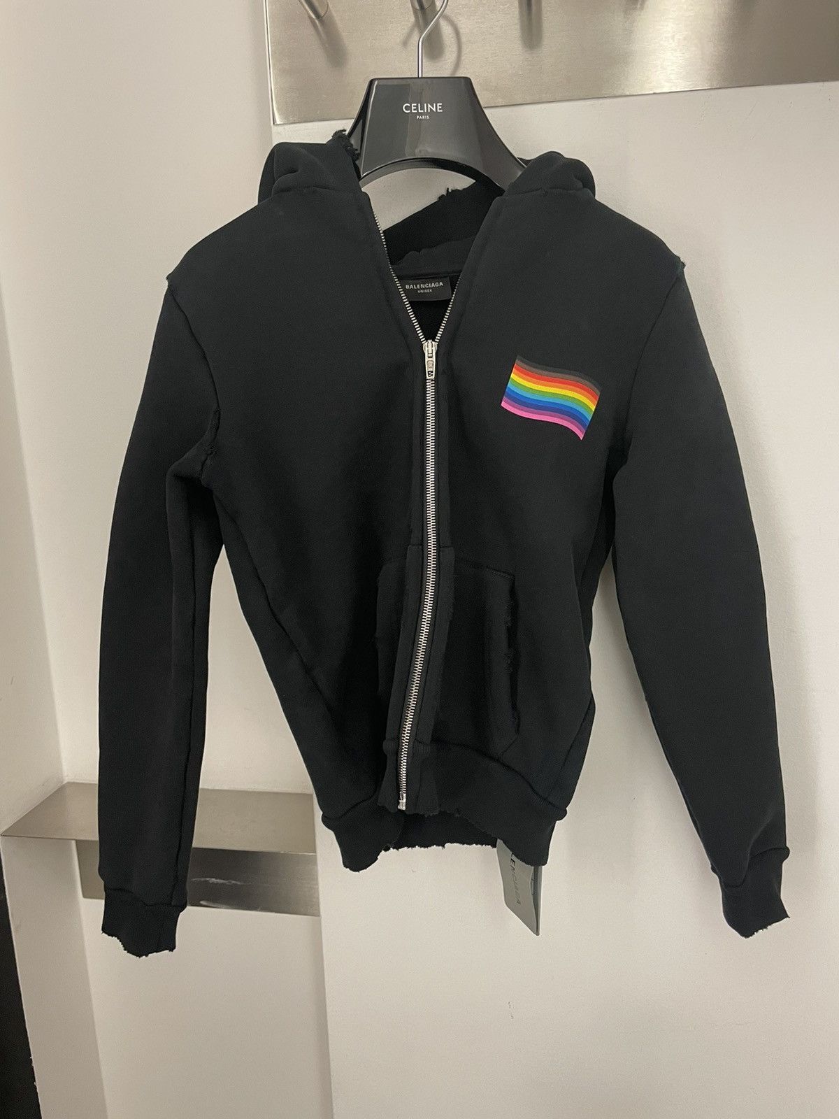 Clothing Balenciaga Hoodie Herren Rainbow DISTRESSED HOODIE IN