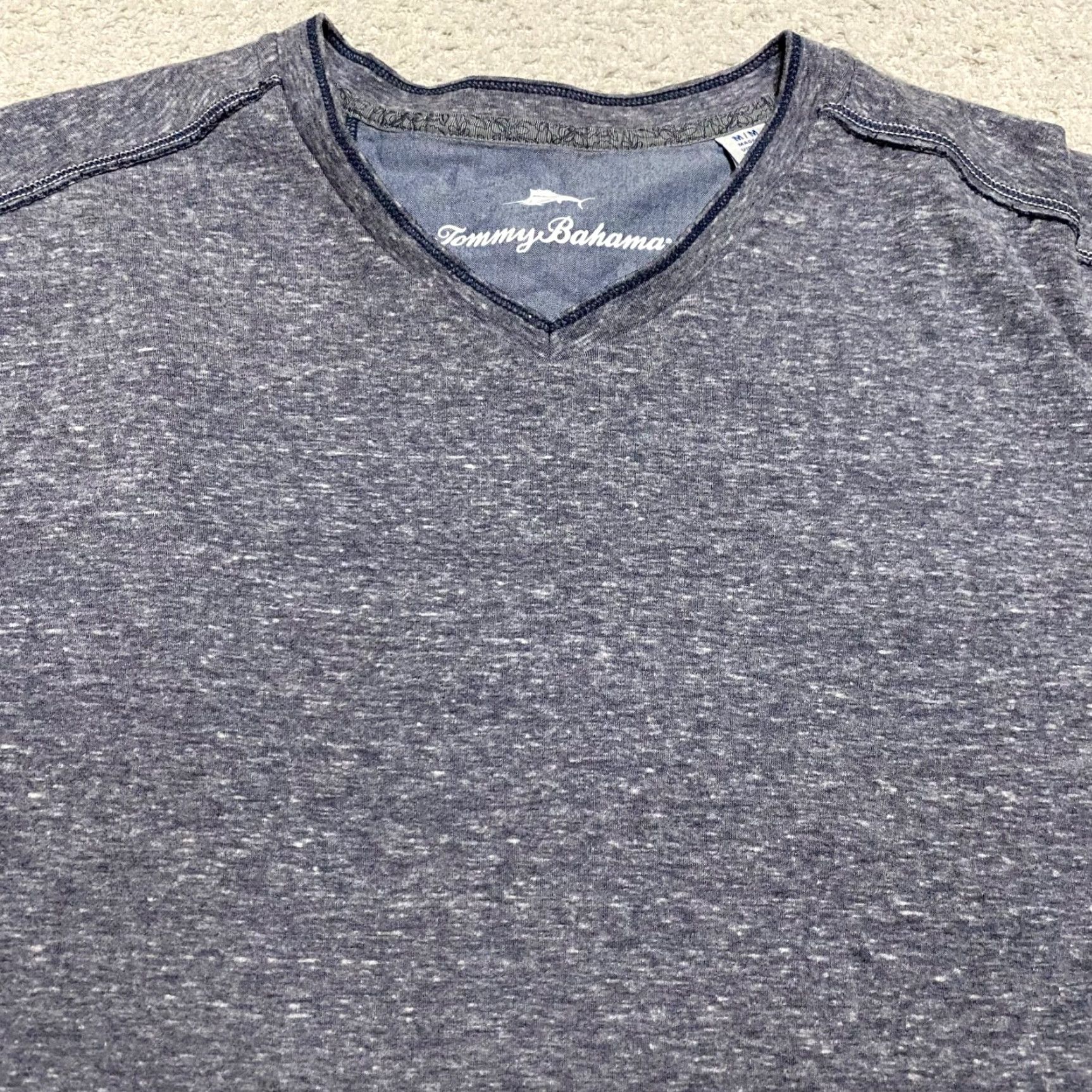 Tommy Bahama Tommy Bahama Mens Shirt Gray V-Neck Long Sleeve Cotton Blend Shirt M Adult Mens Size US M / EU 48-50 / 2 - 5 Thumbnail