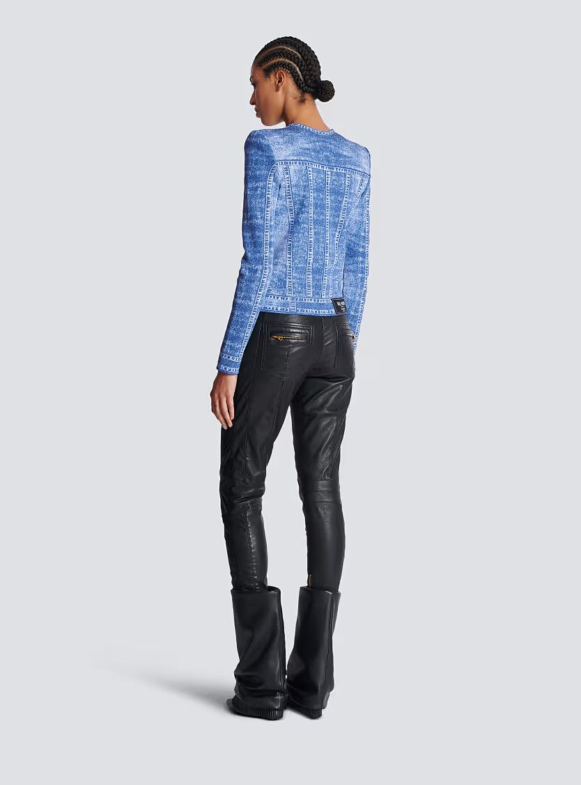 Balmain o1s1wg111225 Jacquard knit Cardigan in Blue Size XL / US 12-14 / IT 48-50 - 8 Thumbnail