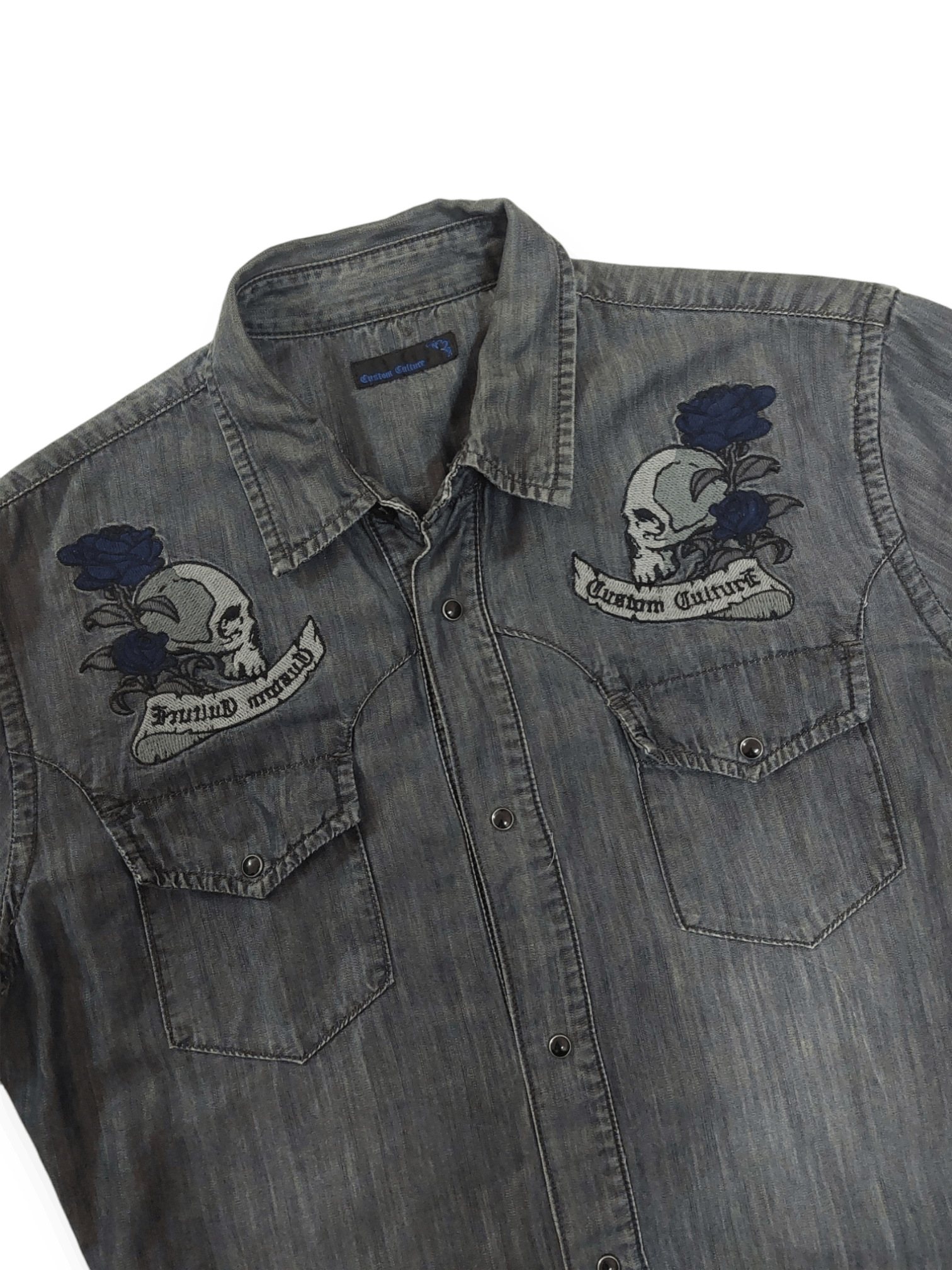 Custom Culture Embroidery Skulls Head Button Ups