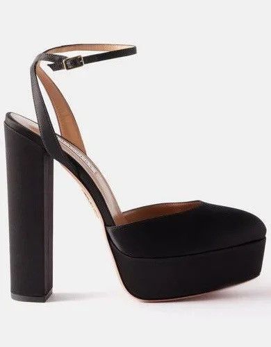 Aquazzura Aquazurra So High Plateau 140 Satin Black Platform Heels 40 Size US 10 / IT 40 - 1 Thumbnail