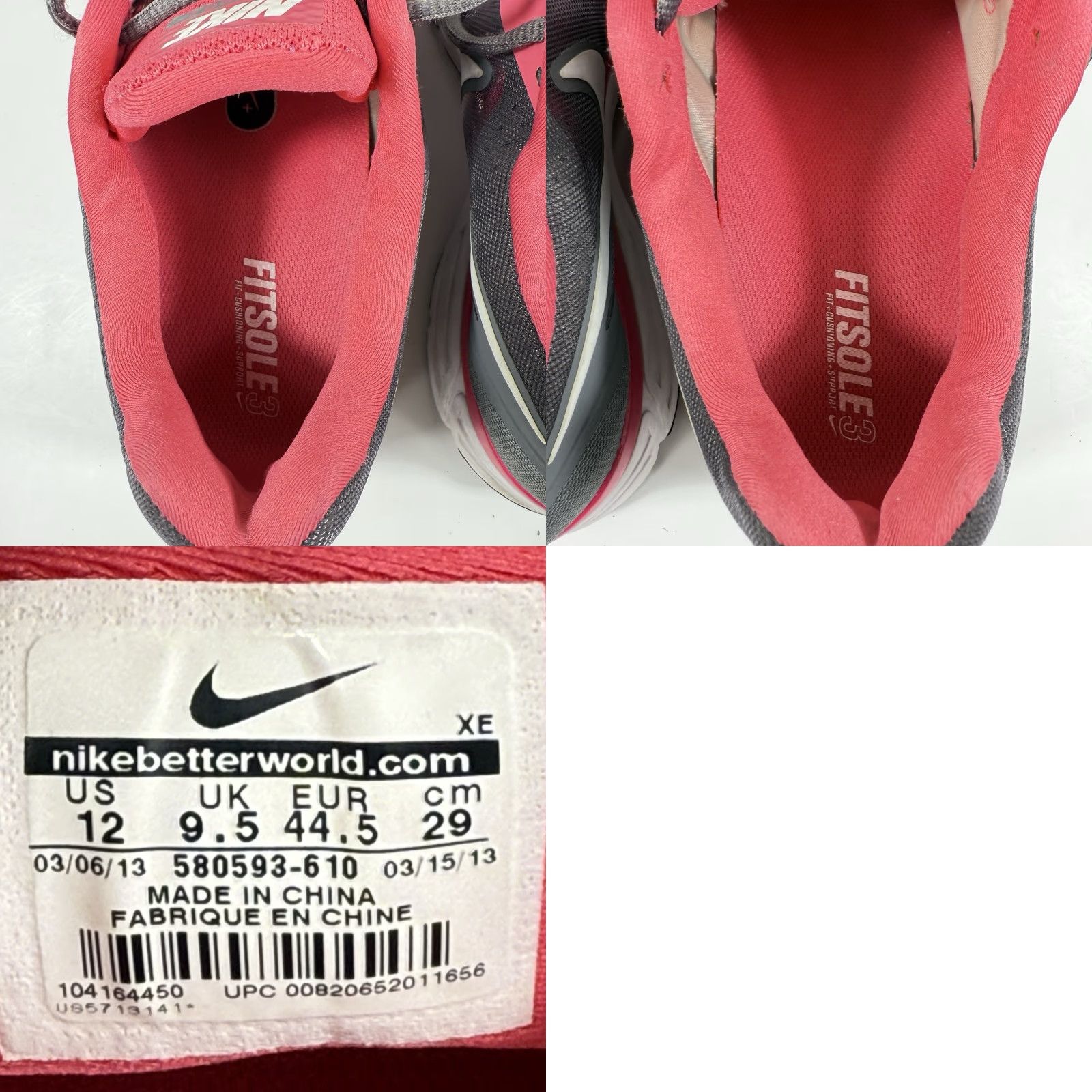 Nike Nike Zoom Vomero+ 8 Women’s Size 12 Pink Black Lace Up Sneakers 580593-610 Womens Sneakers Lace Up Nike Zoom Vomero+ 8 Size US 10 / IT 40 - 8 Thumbnail