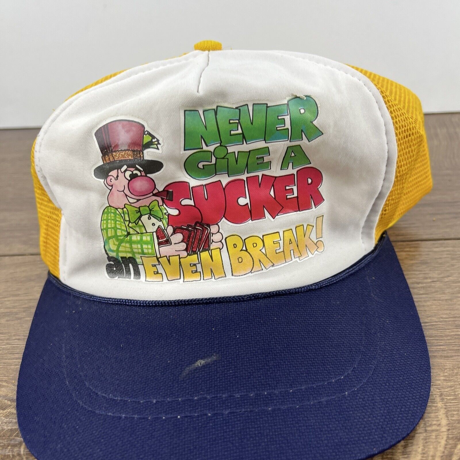 Other Never Give a Sucker an Even Break Yellow Hat Adjustable Adul Size ONE SIZE - 7 Thumbnail