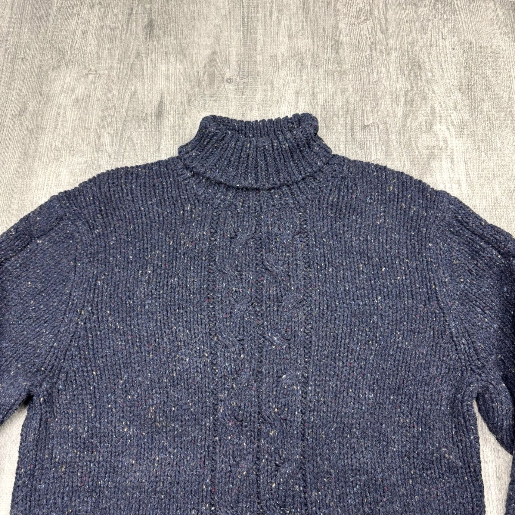 Gap VINTAGE Y2K GAP MENS CABLE KNIT TURTLENECK SWEATER LAMBSWOOL BLEND HEATHERED BLUE SIZE XL Size US XL / EU 56 / 4 - 2 Thumbnail