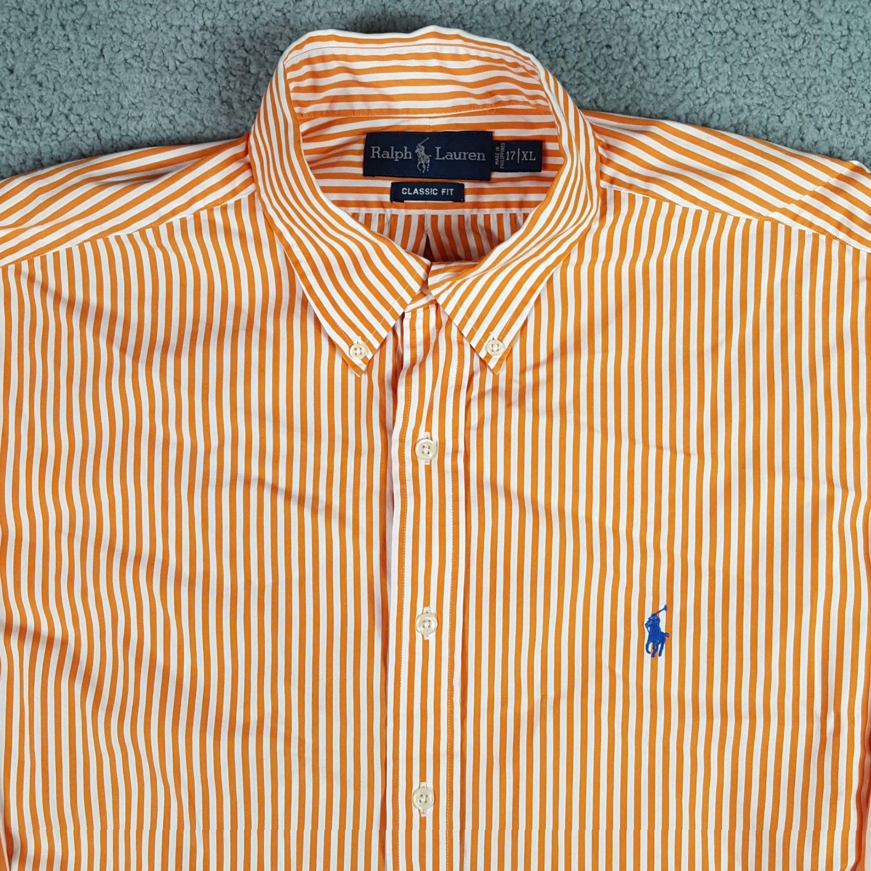Ralph Lauren VINTAGE Ralph Lauren Preppy Striped Button-Up Shirt XL Orange Long Sleeve Pony Logo Classic Mens 90s Retro Size US XL / EU 56 / 4 - 2 Thumbnail