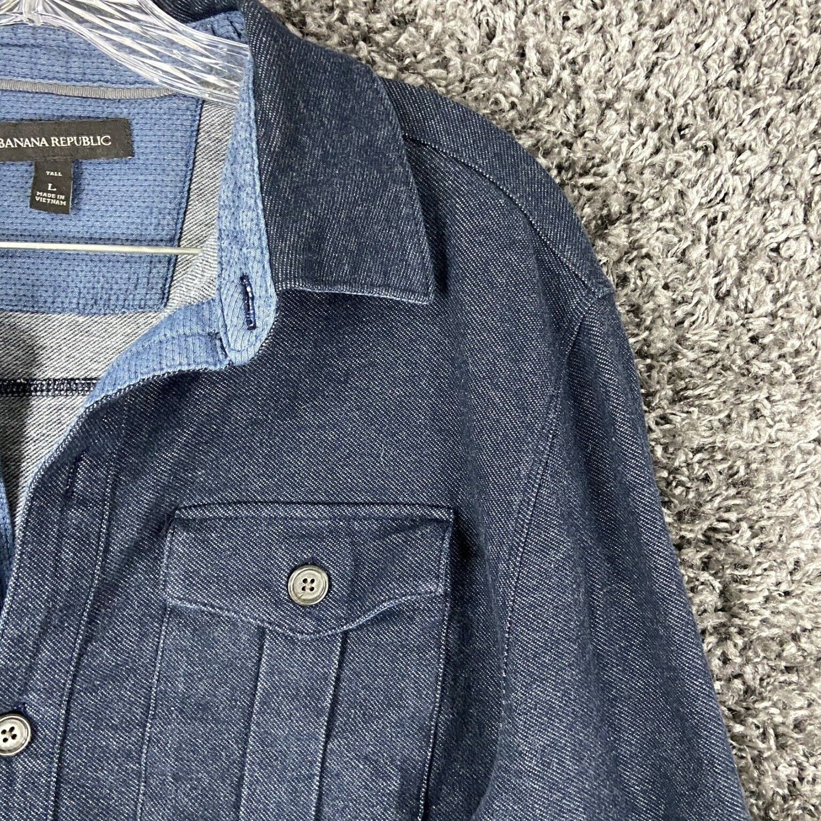 Banana Republic Banana Republic Button Up Big & Tall Men's Long Sleeve LT Blue Heather Size US L / EU 52-54 / 3 - 4 Thumbnail