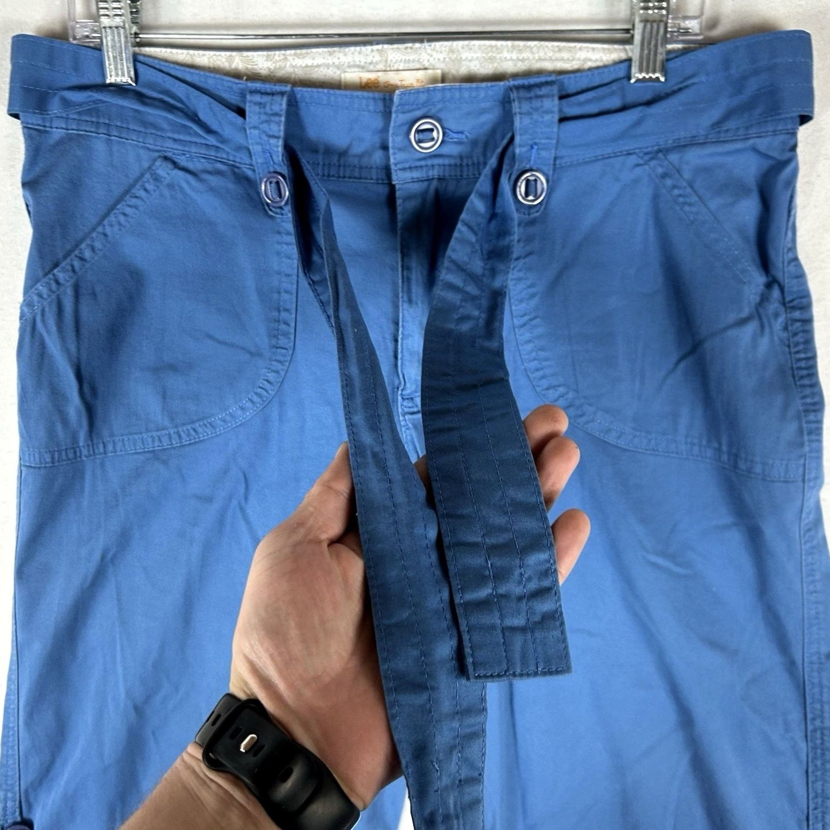 Lee Lee Capri Pants Women's 12 Blue Belted Size 34" / US 12 / IT 48 - 4 Thumbnail