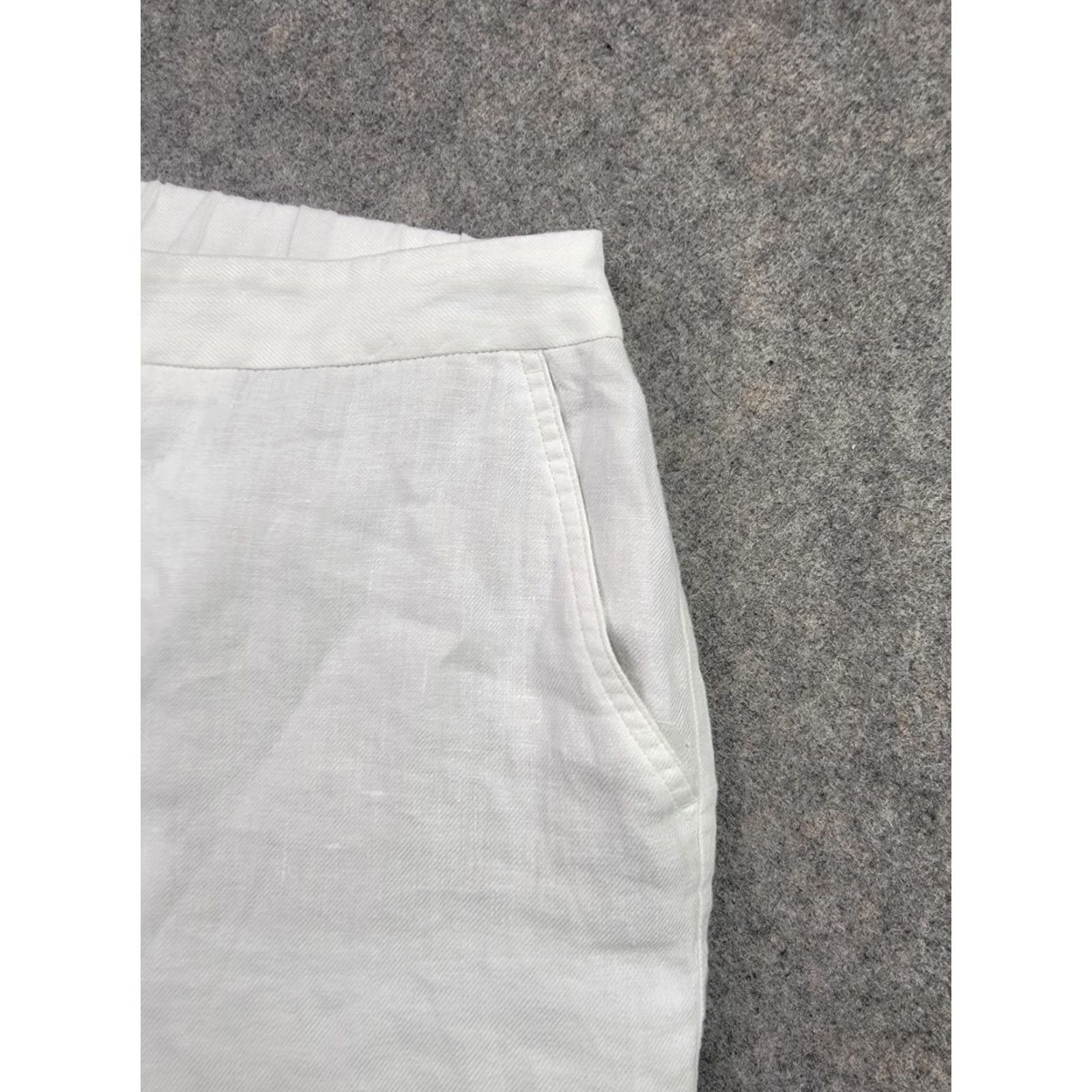Talbots Talbots Pants Womens 12 White Linen Lined Straight Leg Pockets Summer Classic Size 34" / US 12 / IT 48 - 3 Thumbnail