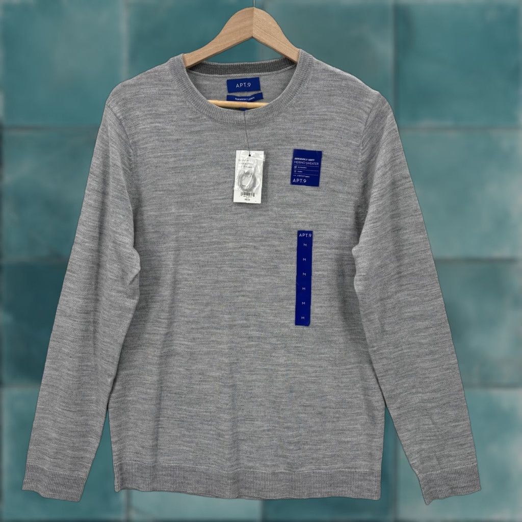 Apt. 9 APT.9 Merino Sweater Mens M Gray Seriously Soft Crewneck Knit Pullover NWT Clothing Knitwear Casual Size US M / EU 48-50 / 2 - 1 Thumbnail