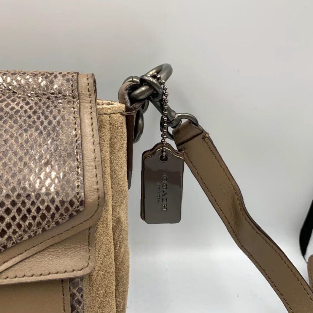 Coach Coach Bag Womens Brown Exotic Python Embossed Leather Flap Detachable Crossbody Size ONE SIZE - 3 Thumbnail