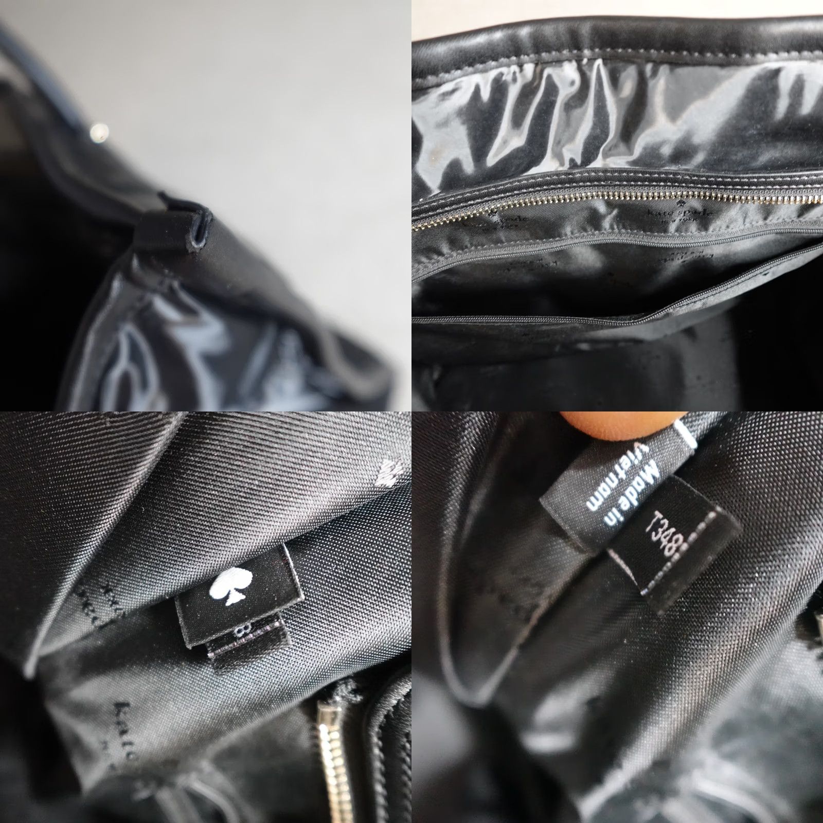 Vintage kate spade new york Tote Black Ella Puffy Fabric Large Nylon Leather Double Handles Women Size ONE SIZE - 11 Thumbnail