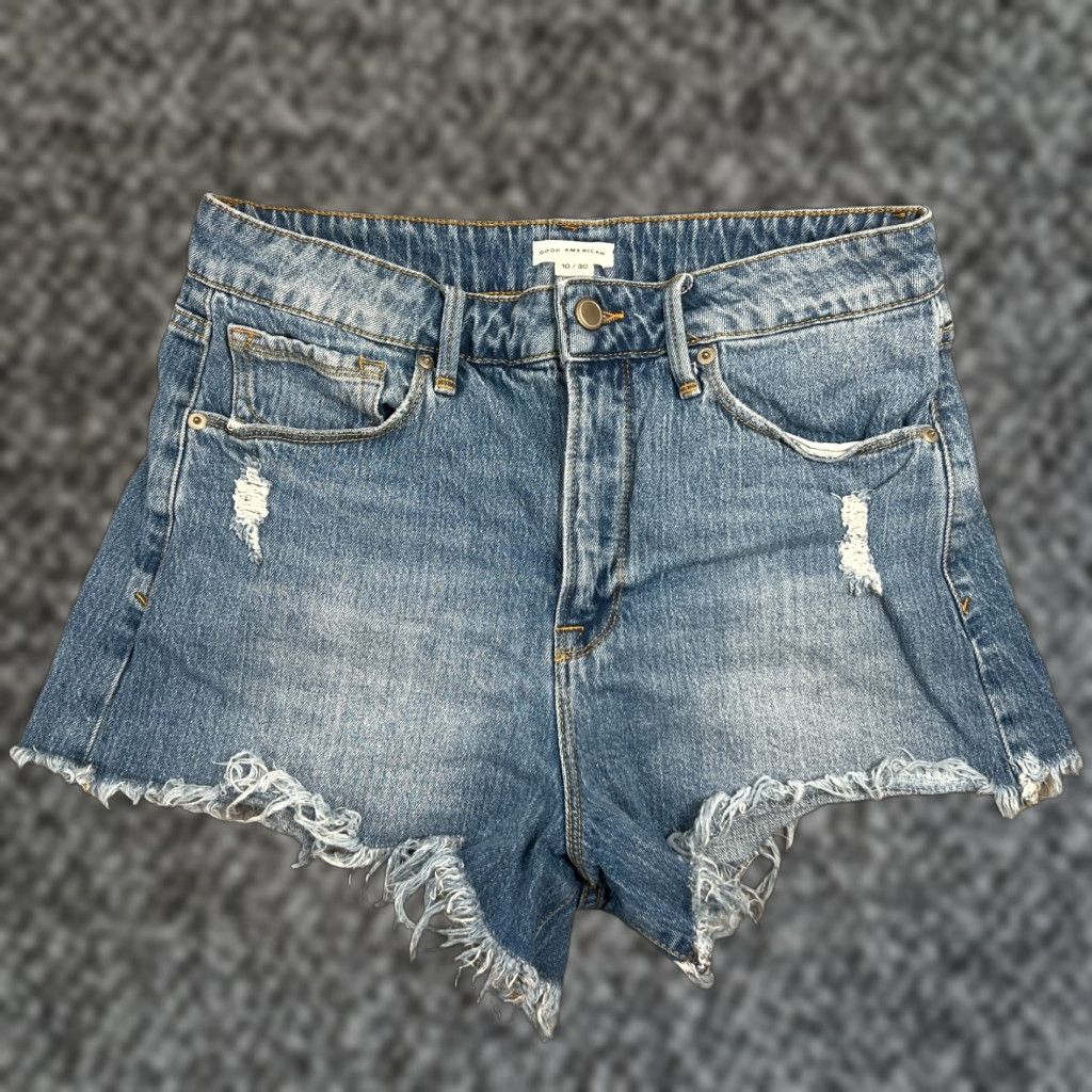 Good American VINTAGE Good American Women's High Waist Denim Shorts Size 10 Blue 90s Casual Size 32" / US 10 / IT 46 - 1 Thumbnail