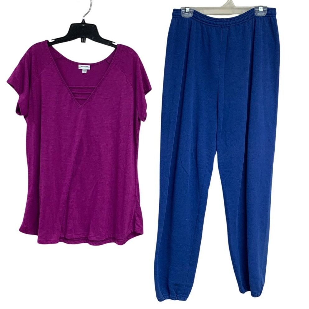 Avenue Lot of 2 Avenue Jerzees Womens XL 14 Shirt Sweatpants Outfit Size 36" / US 14 / IT 50 - 1 Thumbnail