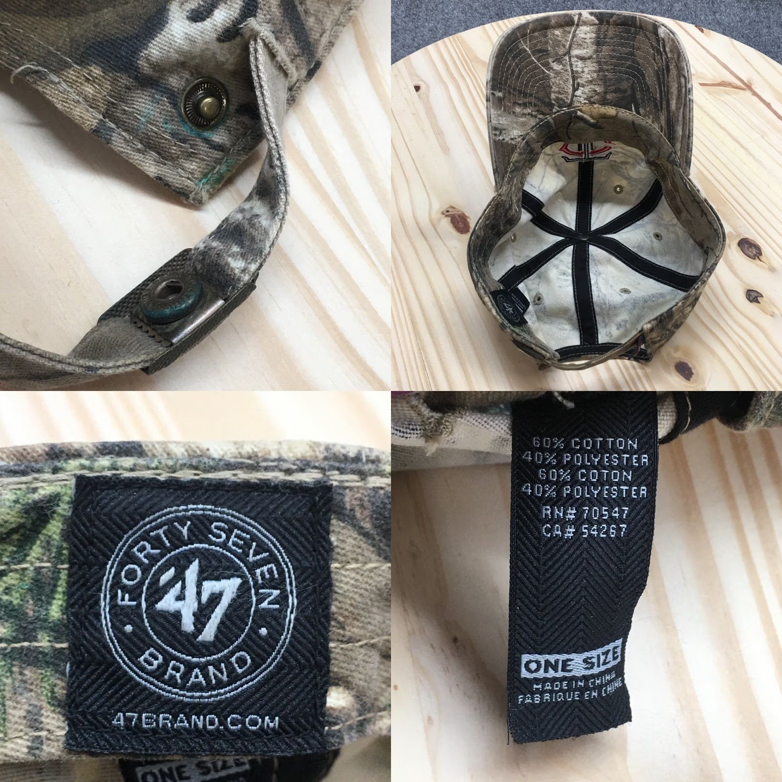 Twins Minnesota Twins ’47 Baseball Cap Unisex Brown Camo OS Adjustable Embroidered Logo Sports Size ONE SIZE - 8 Thumbnail
