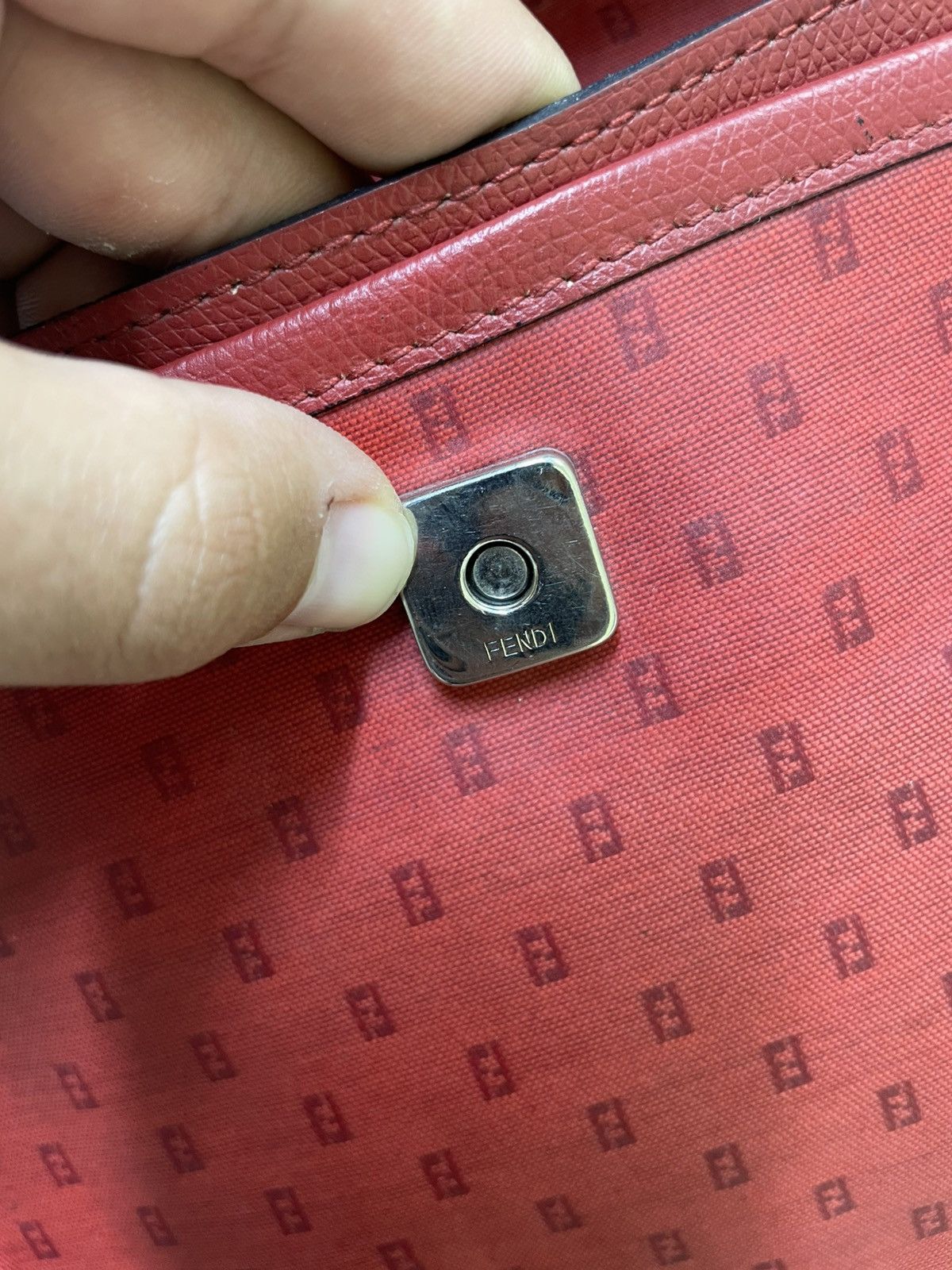 Fendi Vintage Fendi Red Zucca Monogram Shoulder Bag Size ONE SIZE - 5 Thumbnail